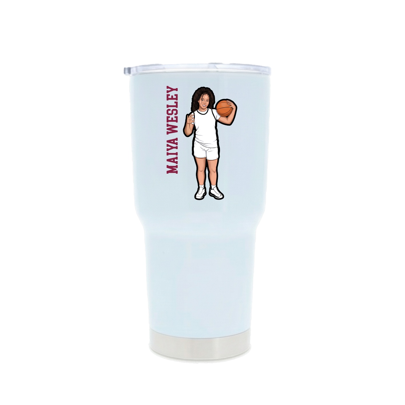 30oz Stainless Steel Tumbler — Name Vertical in White