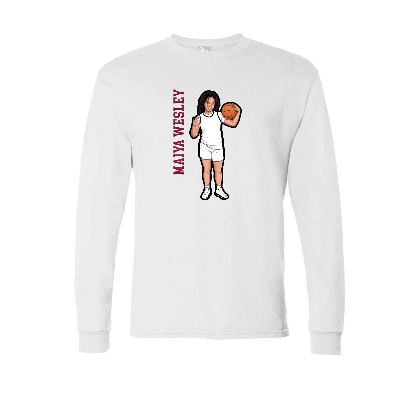 Long Sleeve Tee — Name Vertical in White