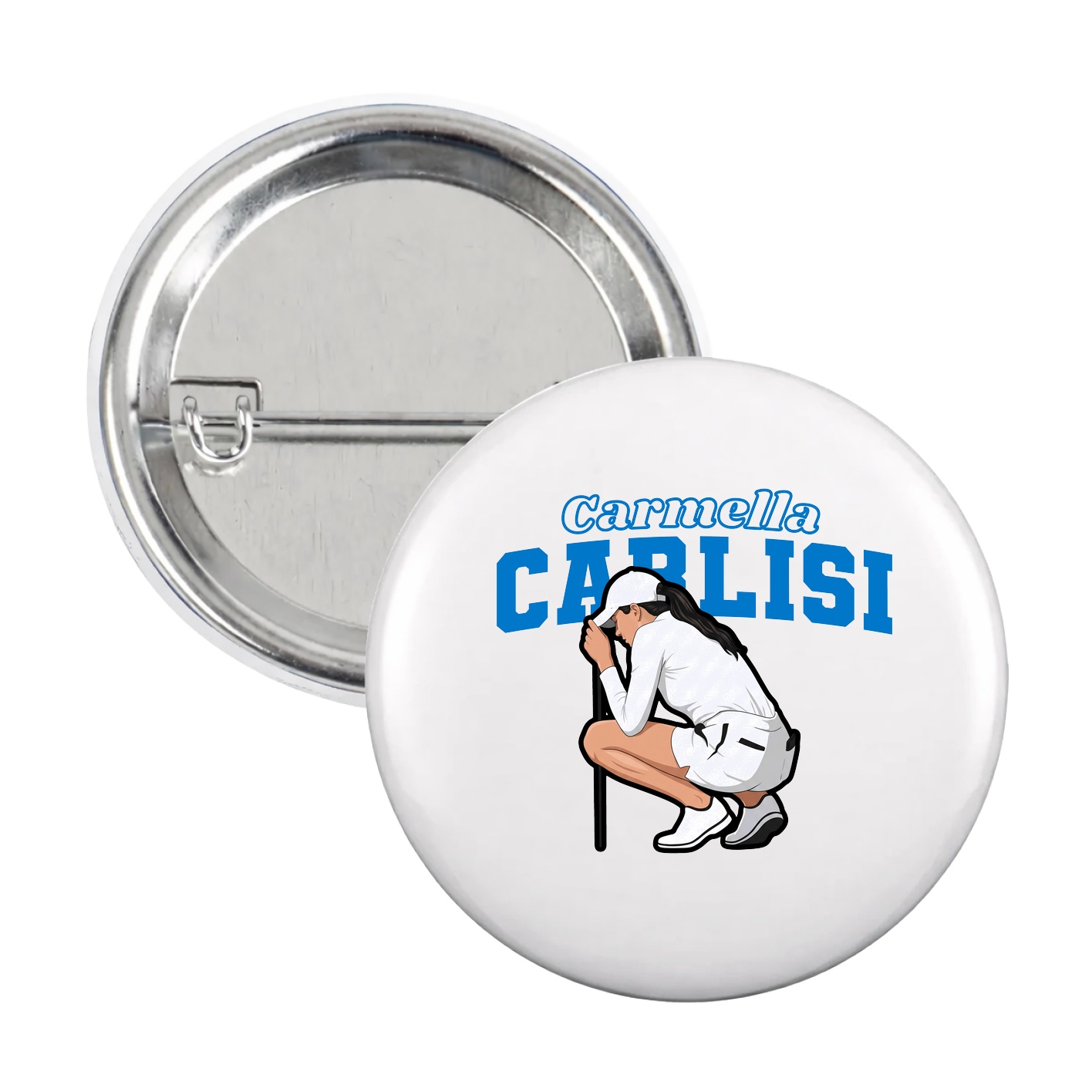 Game Day Button — Name Arch in White