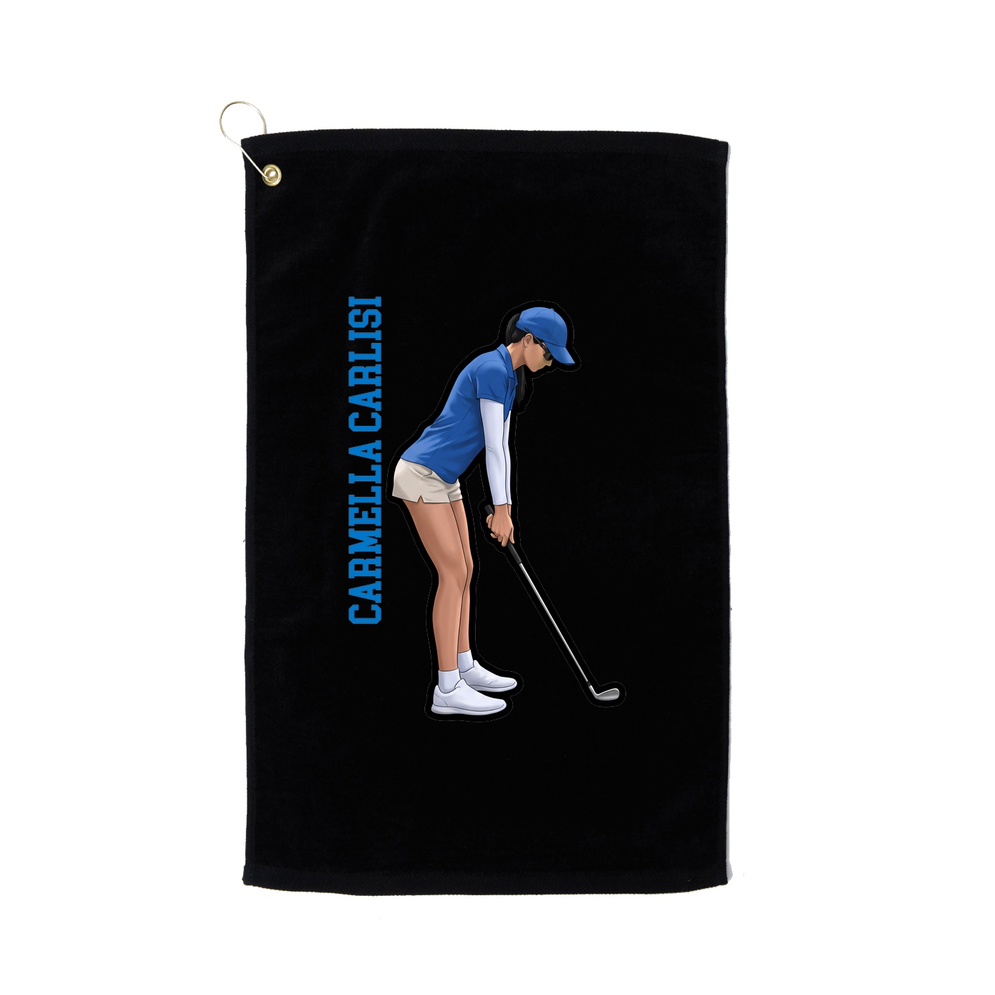 Golf Towel — Name Vertical in Black