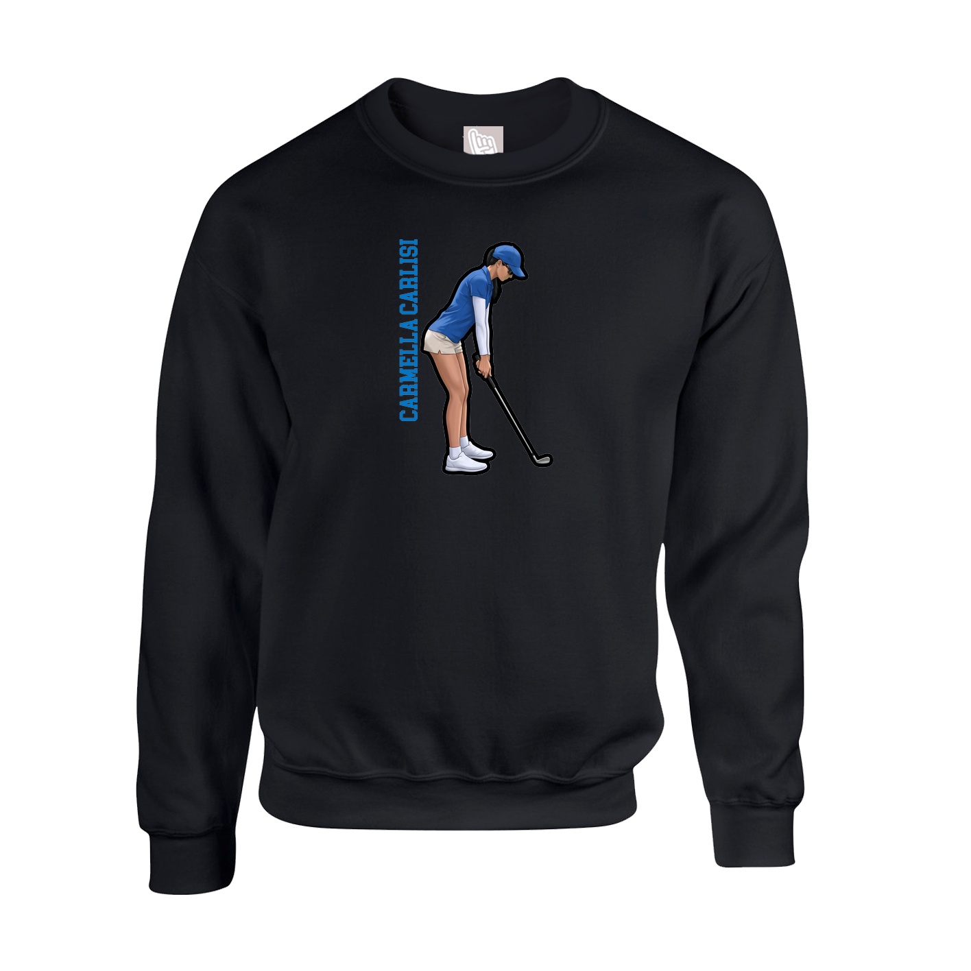 Fleece Crew — Name Vertical in Black