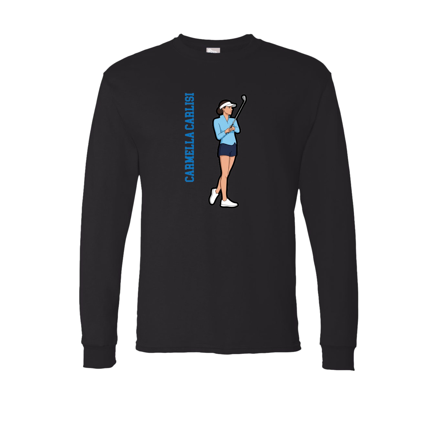 Long Sleeve Tee — Name Vertical in Black