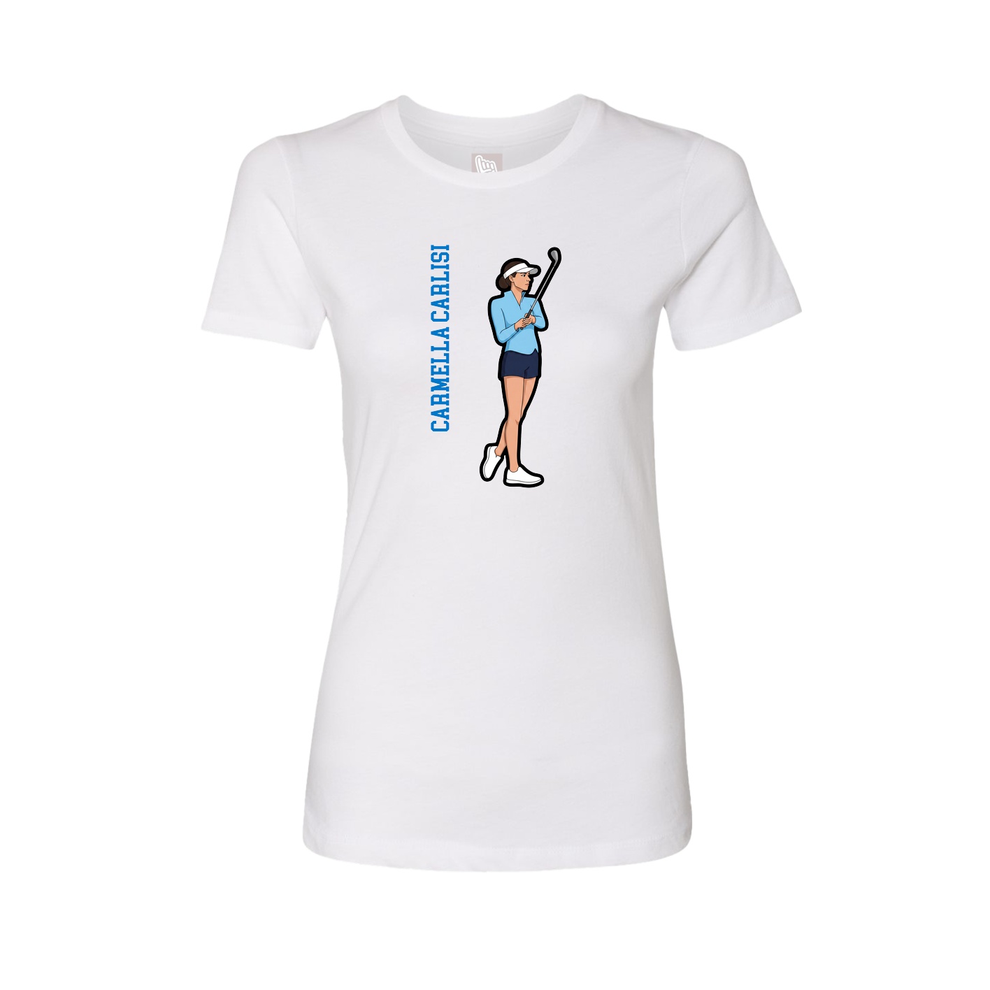 Fitted Women's Tee — Name Vertical in White
