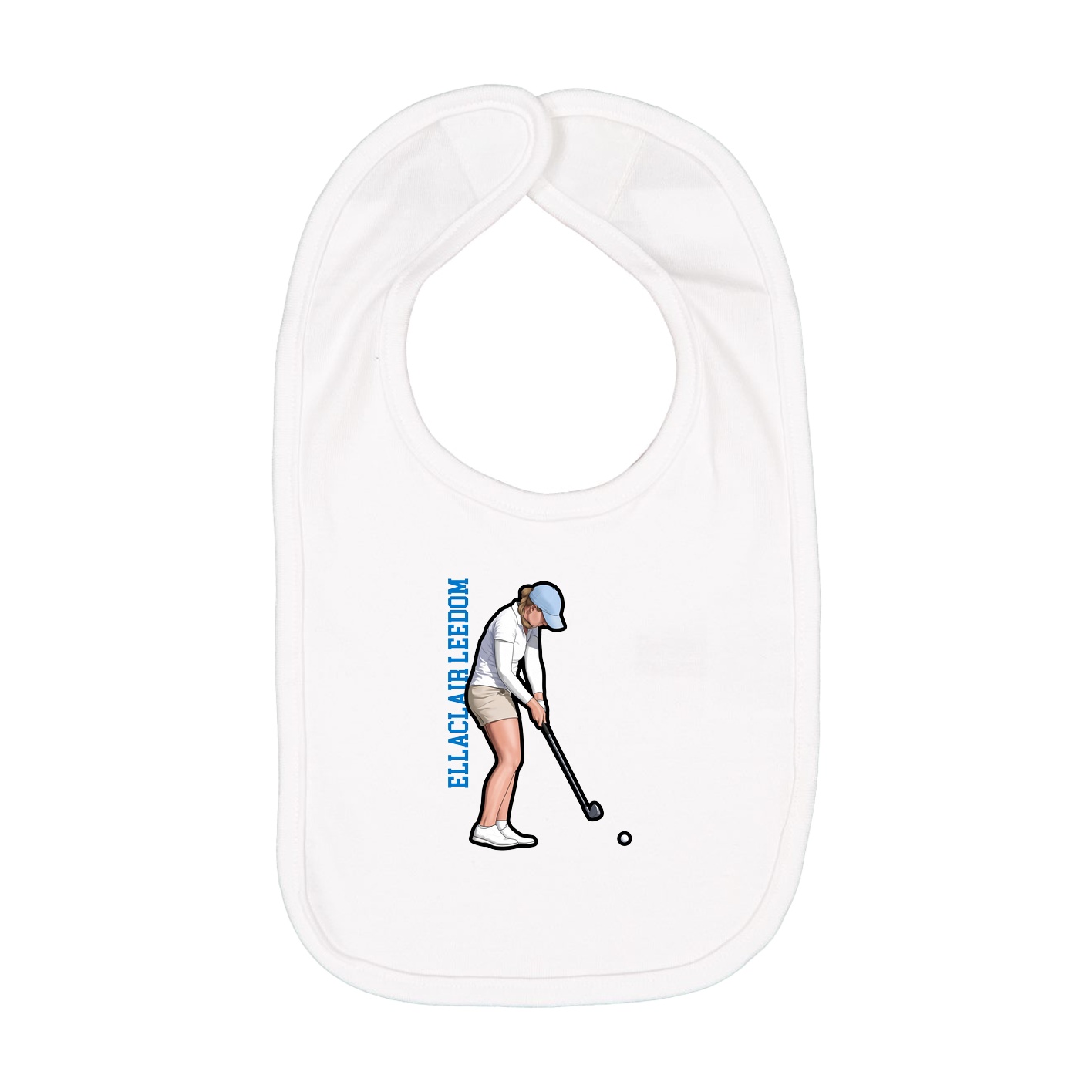 Infant Bib — Name Vertical in White