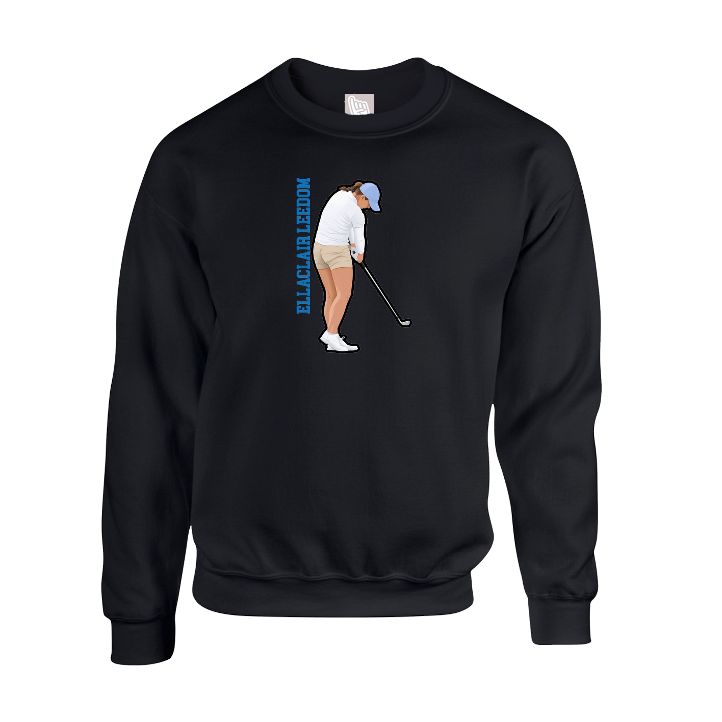 Fleece Crew — Name Vertical in Black