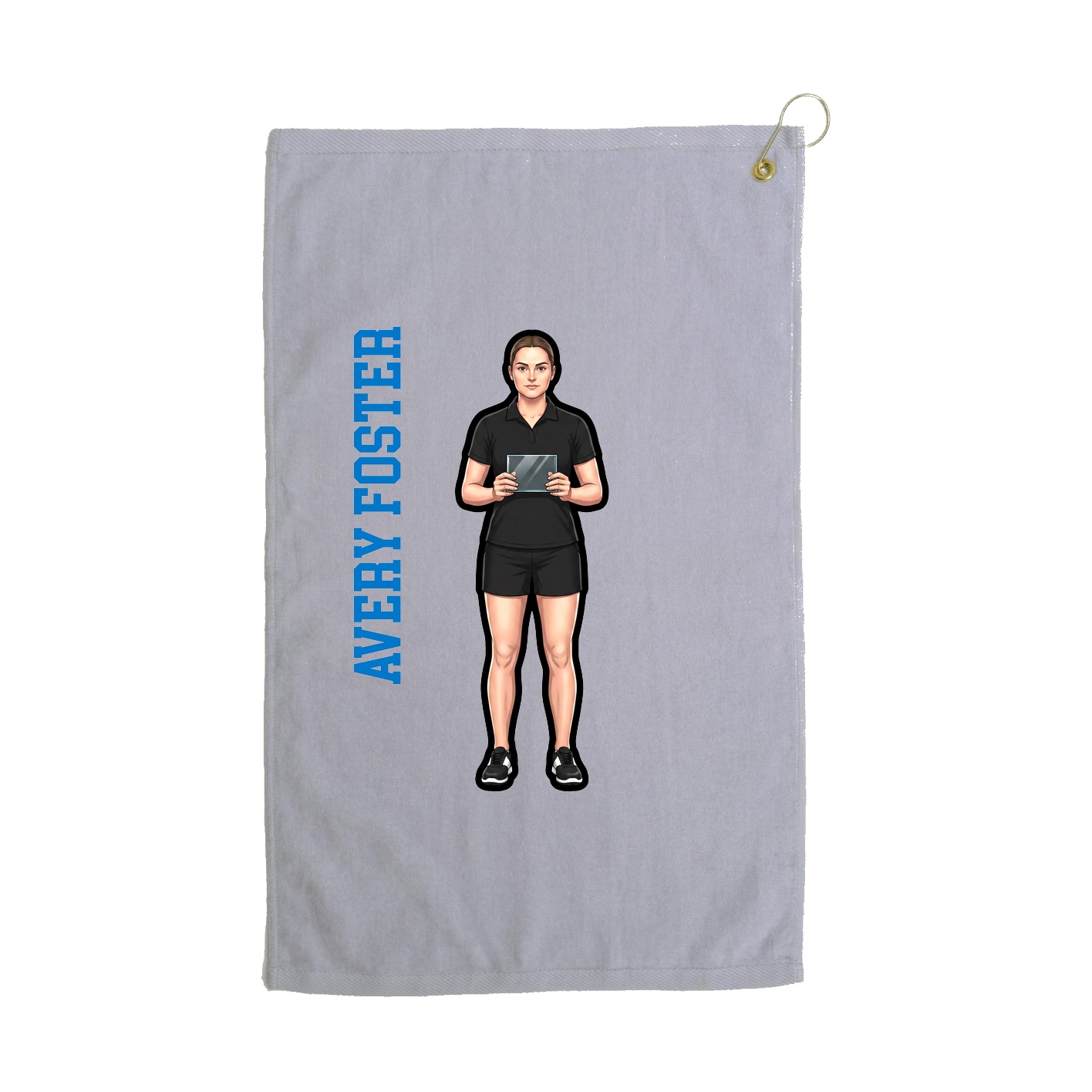 Golf Towel — Name Vertical in Grey