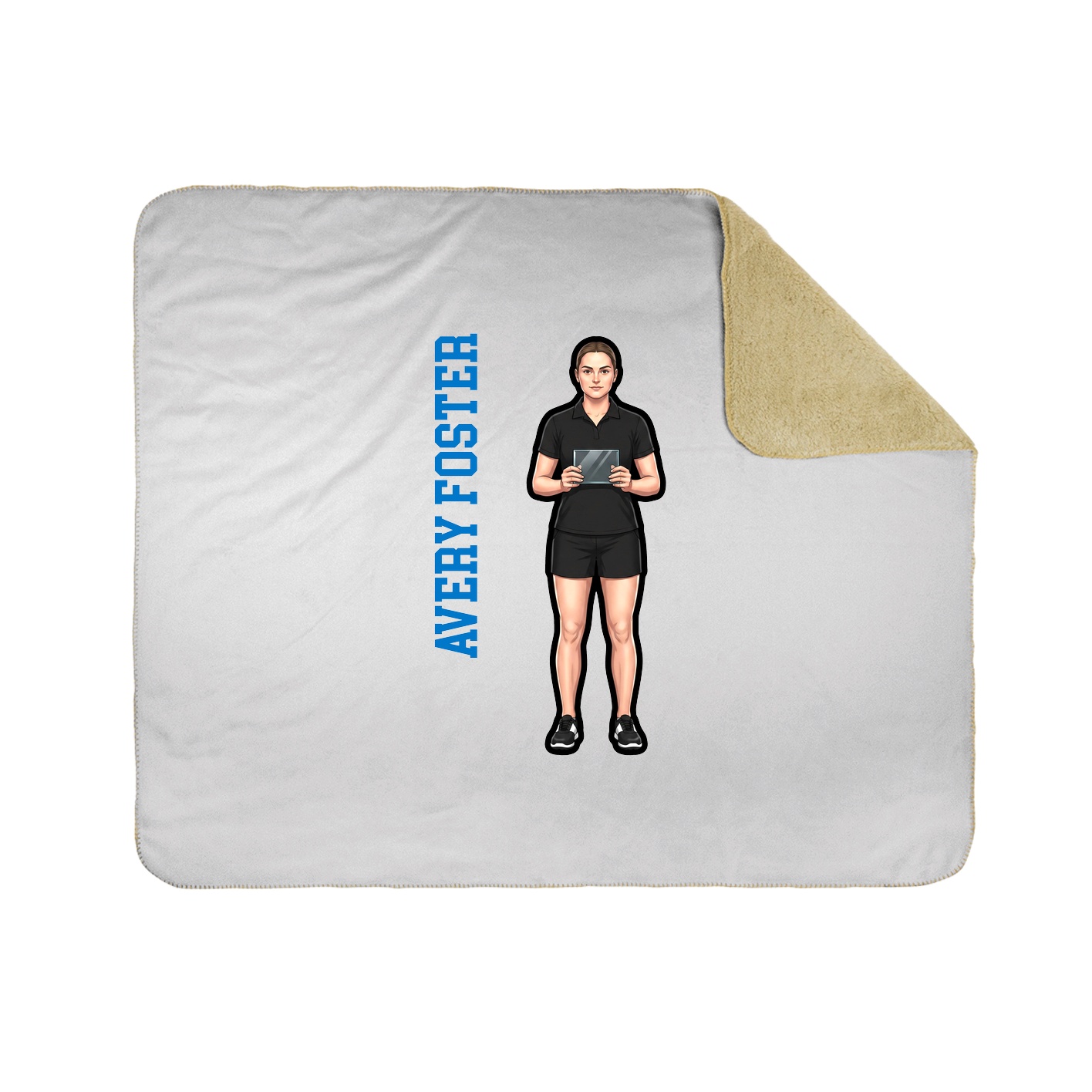 Throw Blanket — Name Vertical in White