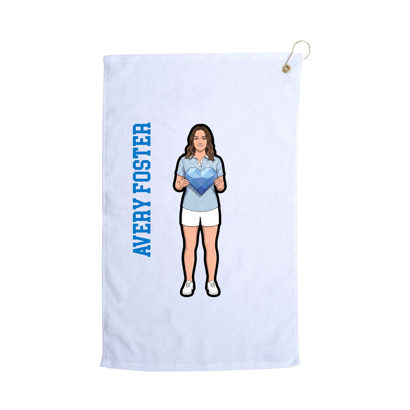 Golf Towel — Name Vertical in White