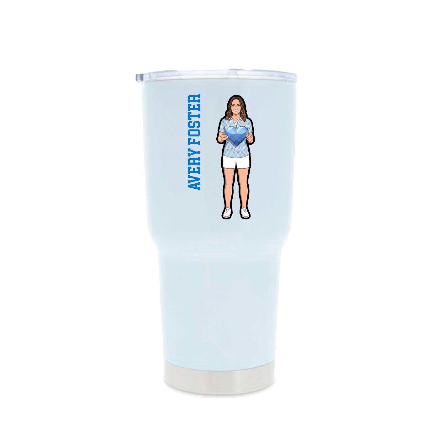 30oz Stainless Steel Tumbler — Name Vertical in White