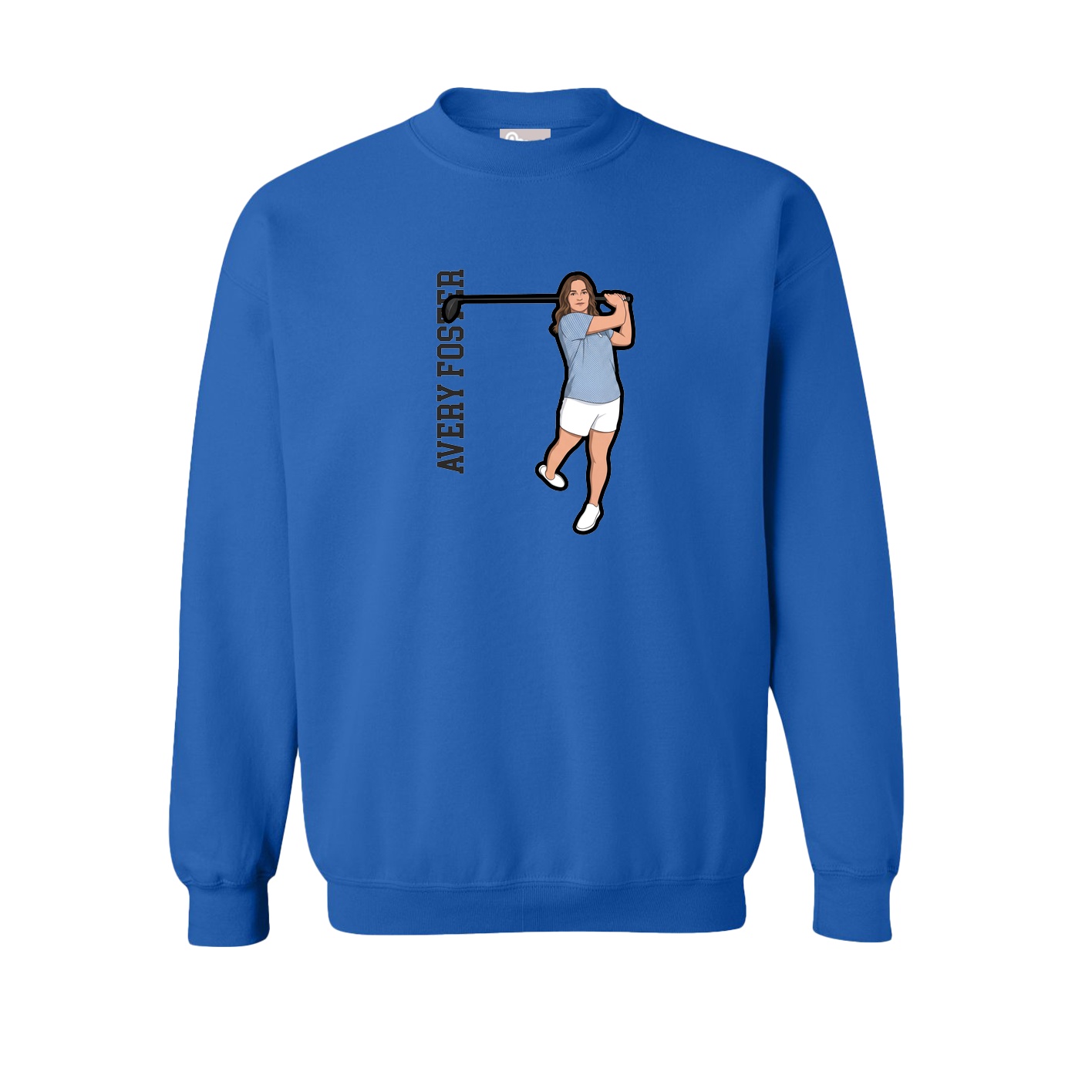 Fleece Crew — Name Vertical in Royal
