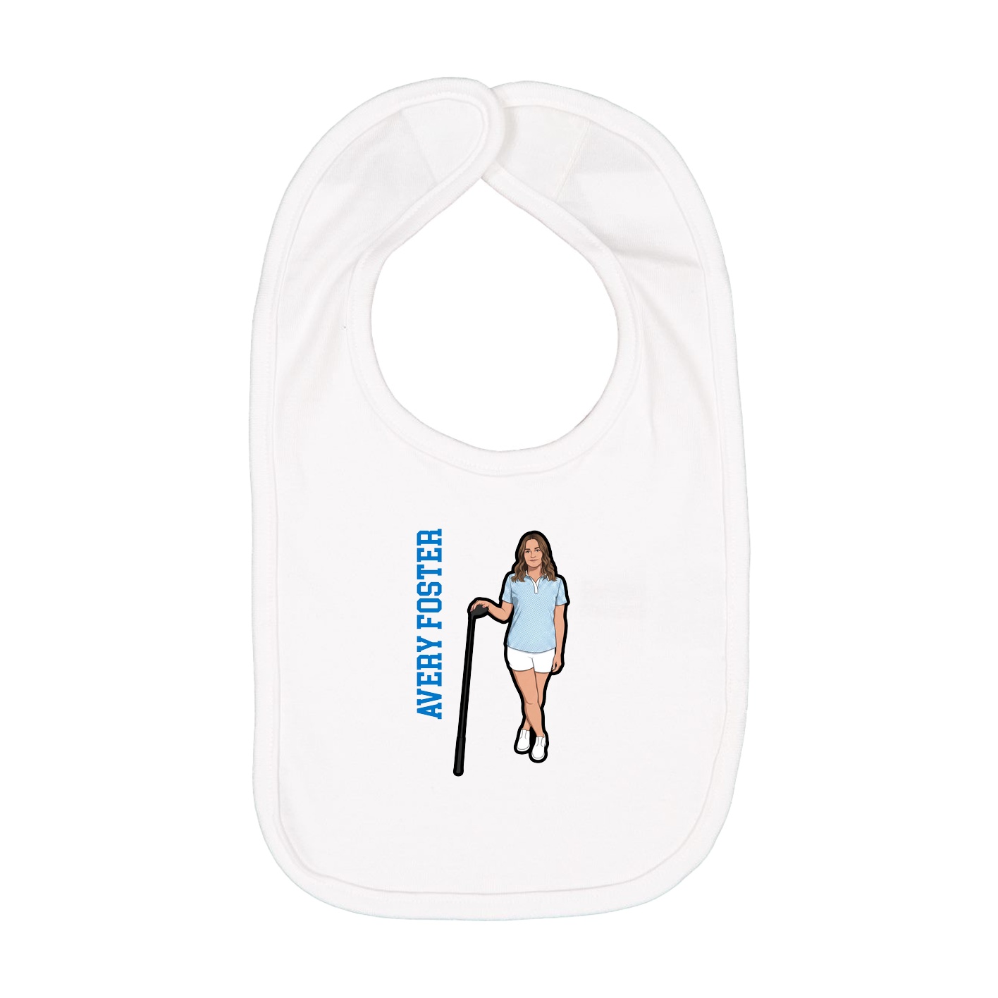Infant Bib — Name Vertical in White
