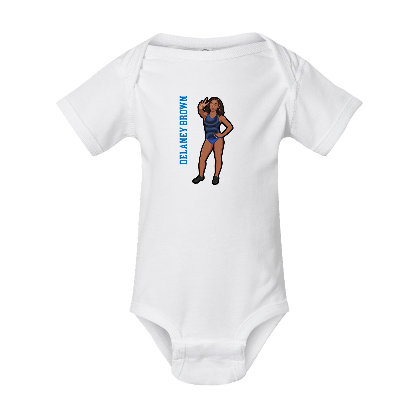 Baby Onesie — Name Vertical in White