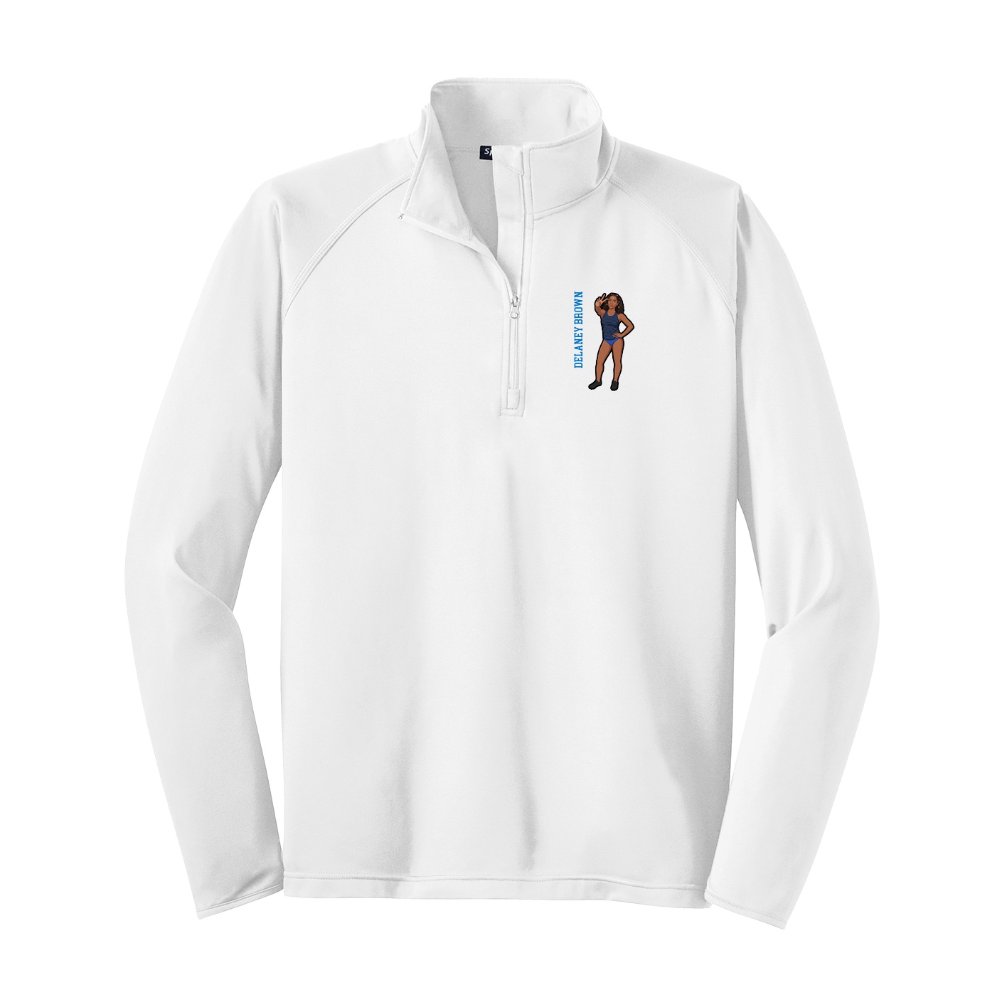 Q-Zip Pullover — Name Vertical in White