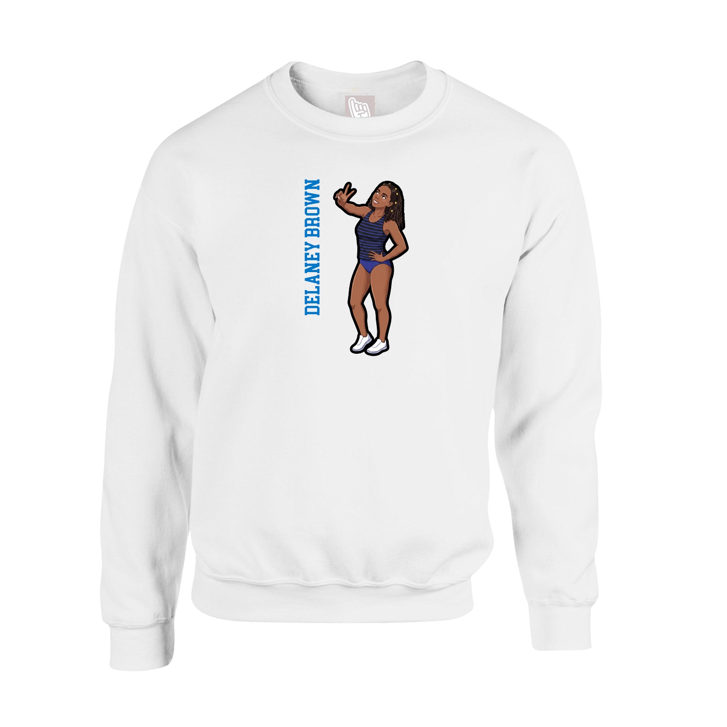 Fleece Crew — Name Vertical in White