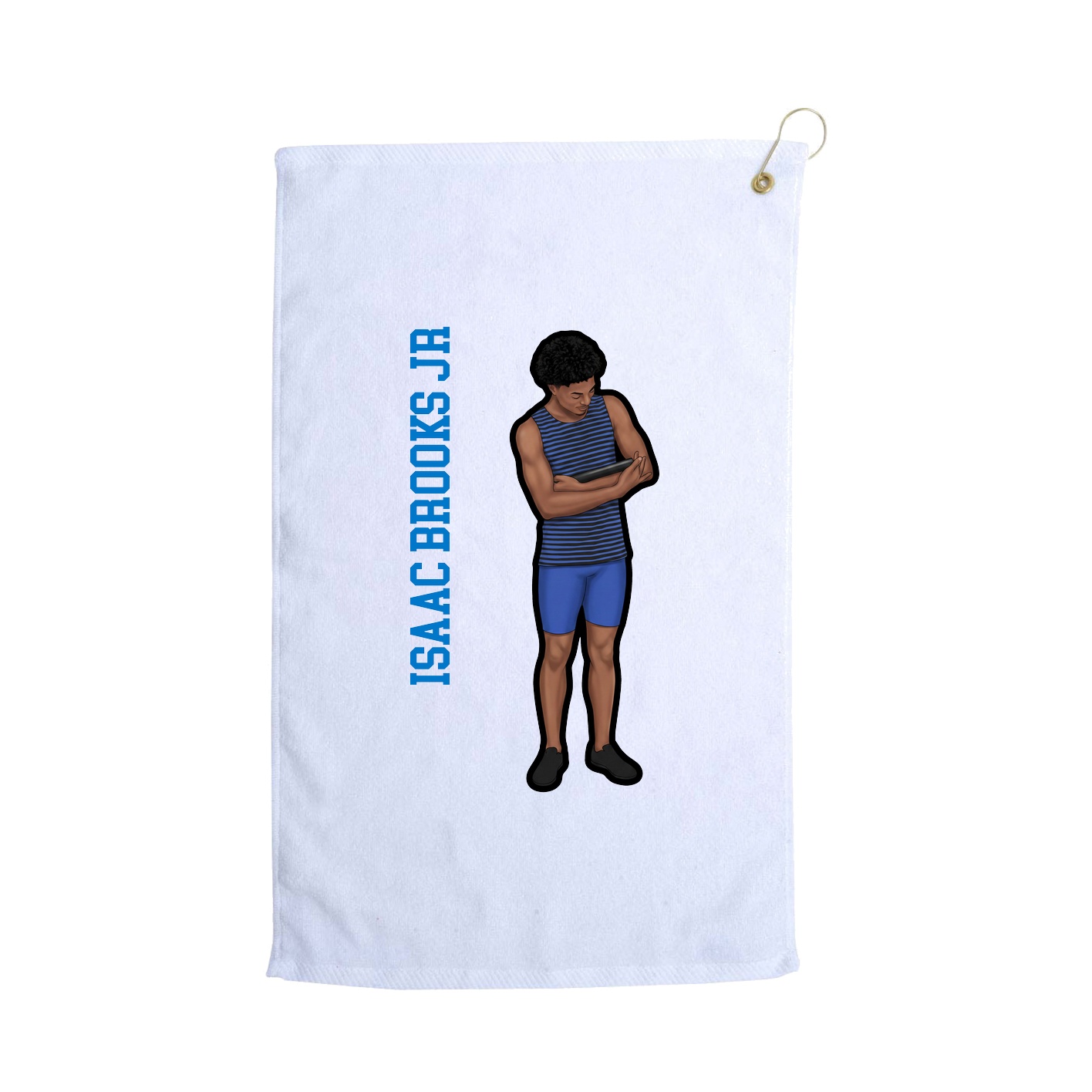 Golf Towel — Name Vertical in White