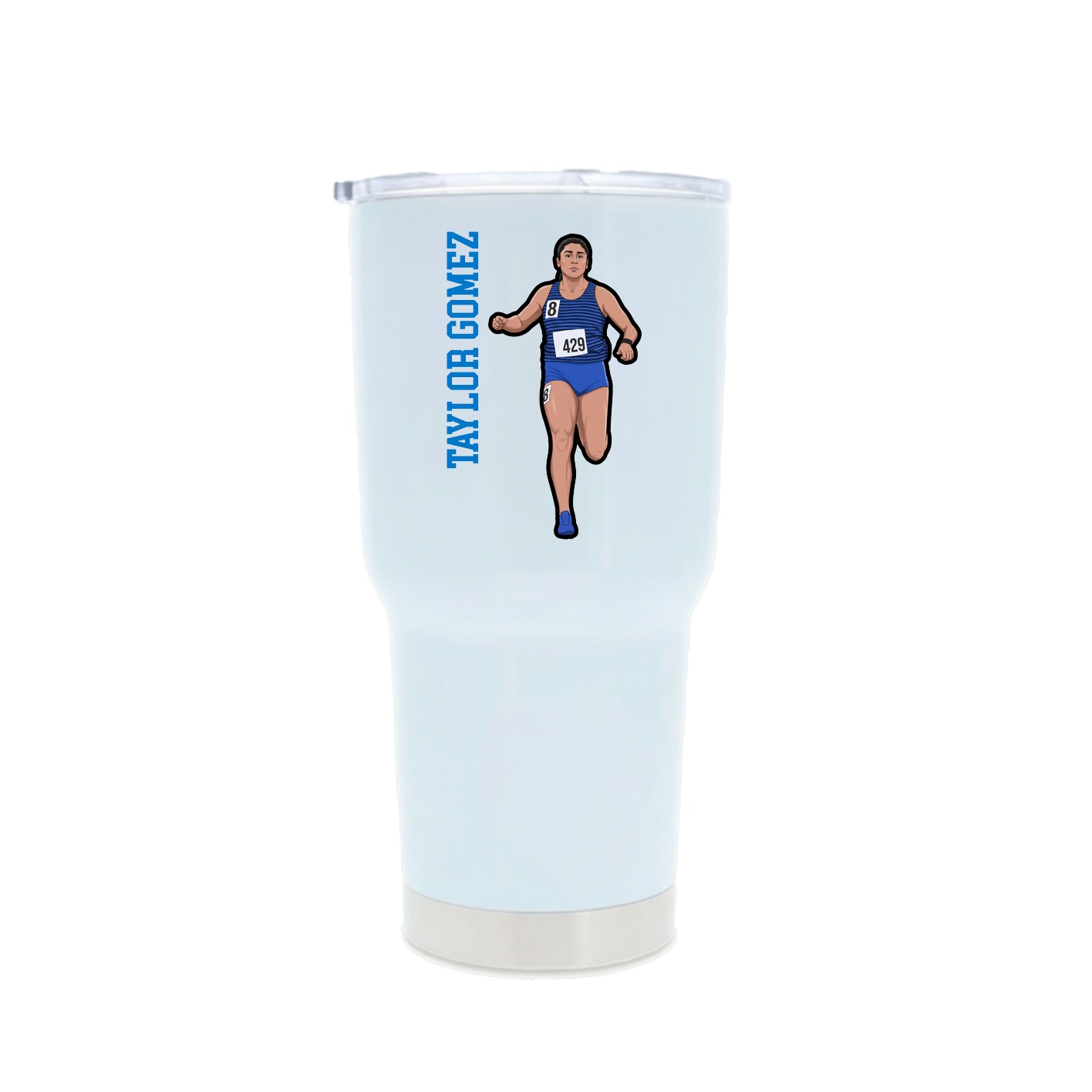 30oz Stainless Steel Tumbler — Name Vertical in White