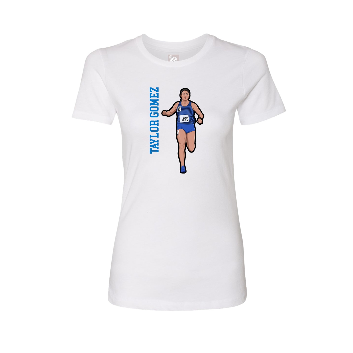 Fitted Women's Tee — Name Vertical in White