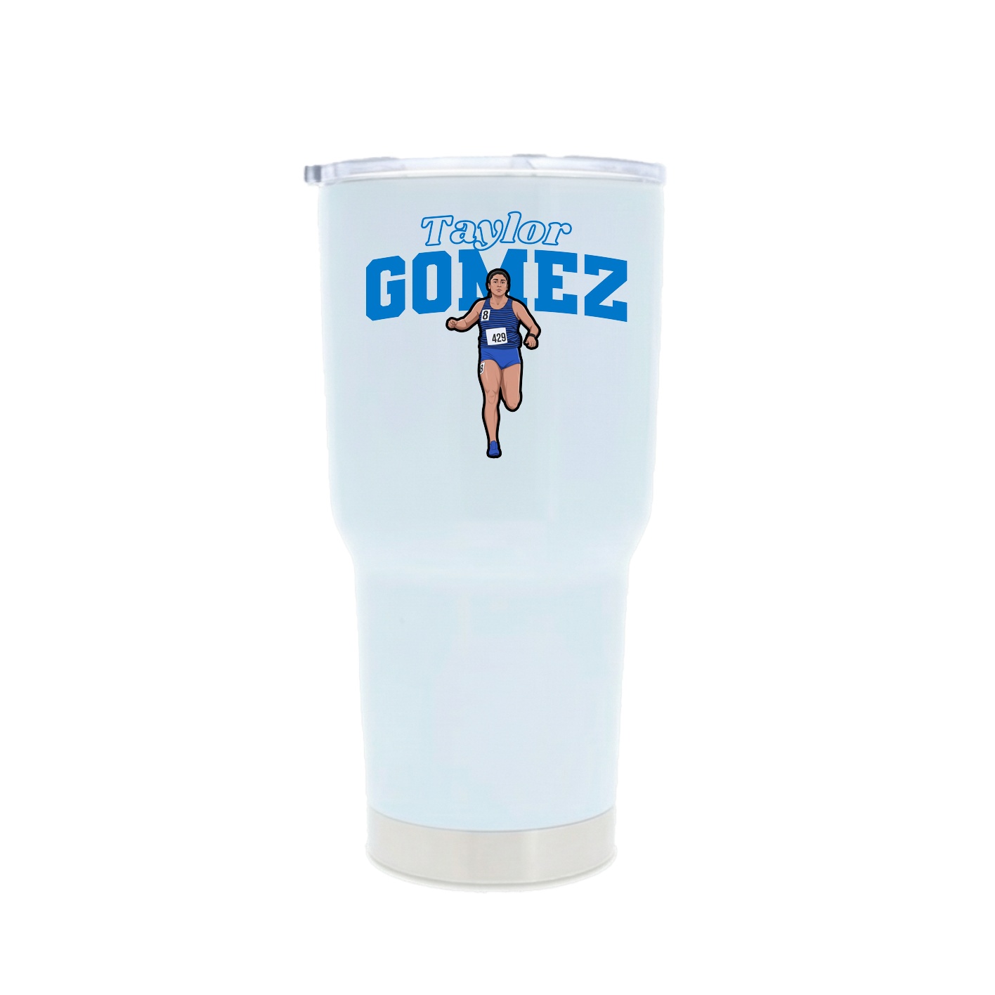 30oz Stainless Steel Tumbler — Name Arch in White