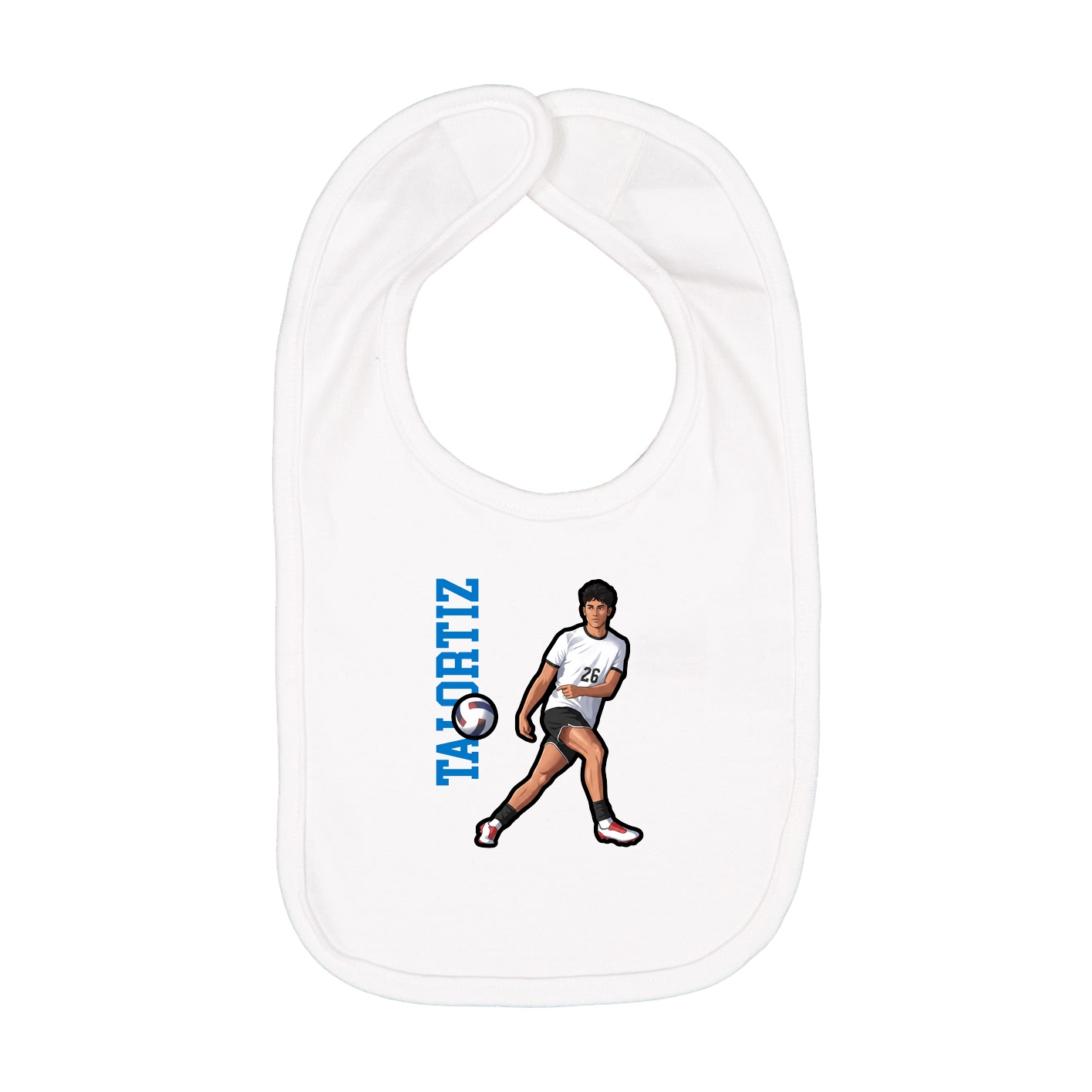 Infant Bib — Name Vertical in White