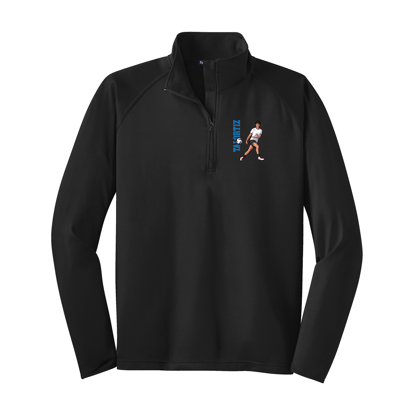 Q-Zip Pullover — Name Vertical in Black