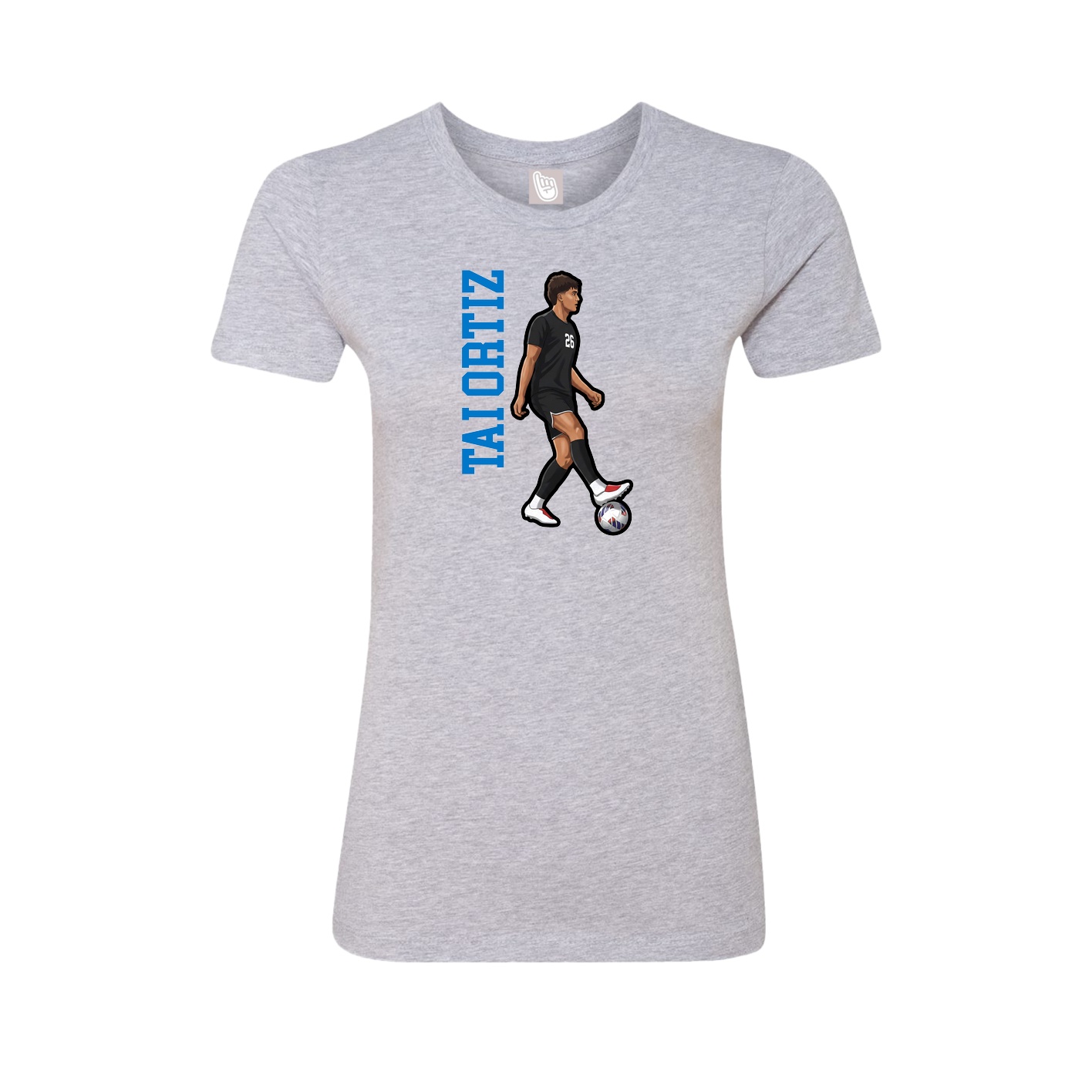 Fitted Women's Tee — Name Vertical in Grey