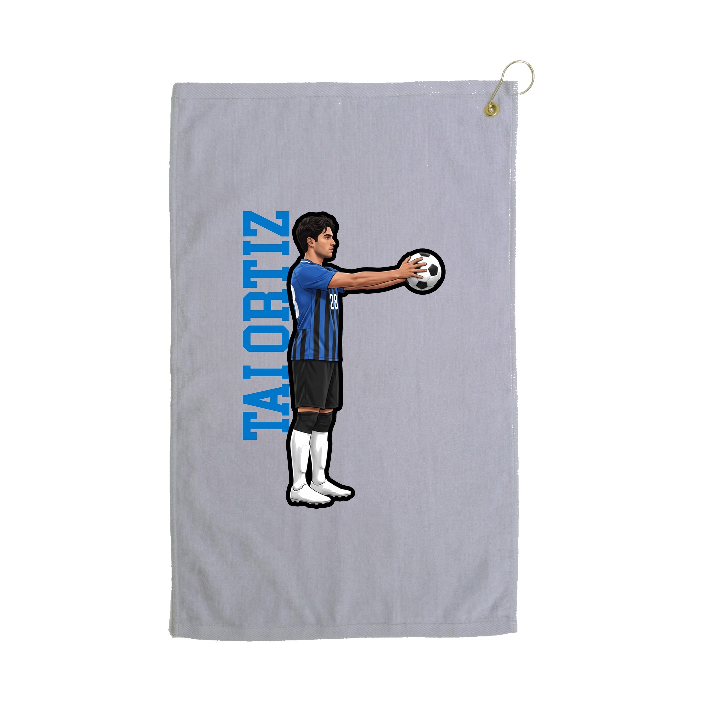 Golf Towel — Name Vertical in Grey