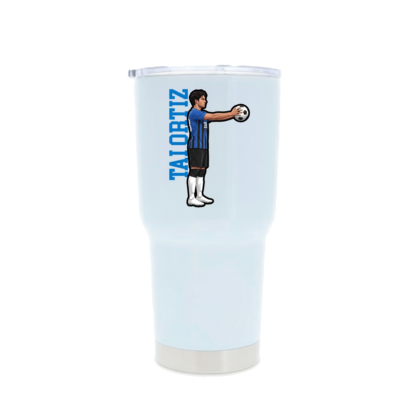 30oz Stainless Steel Tumbler — Name Vertical in White