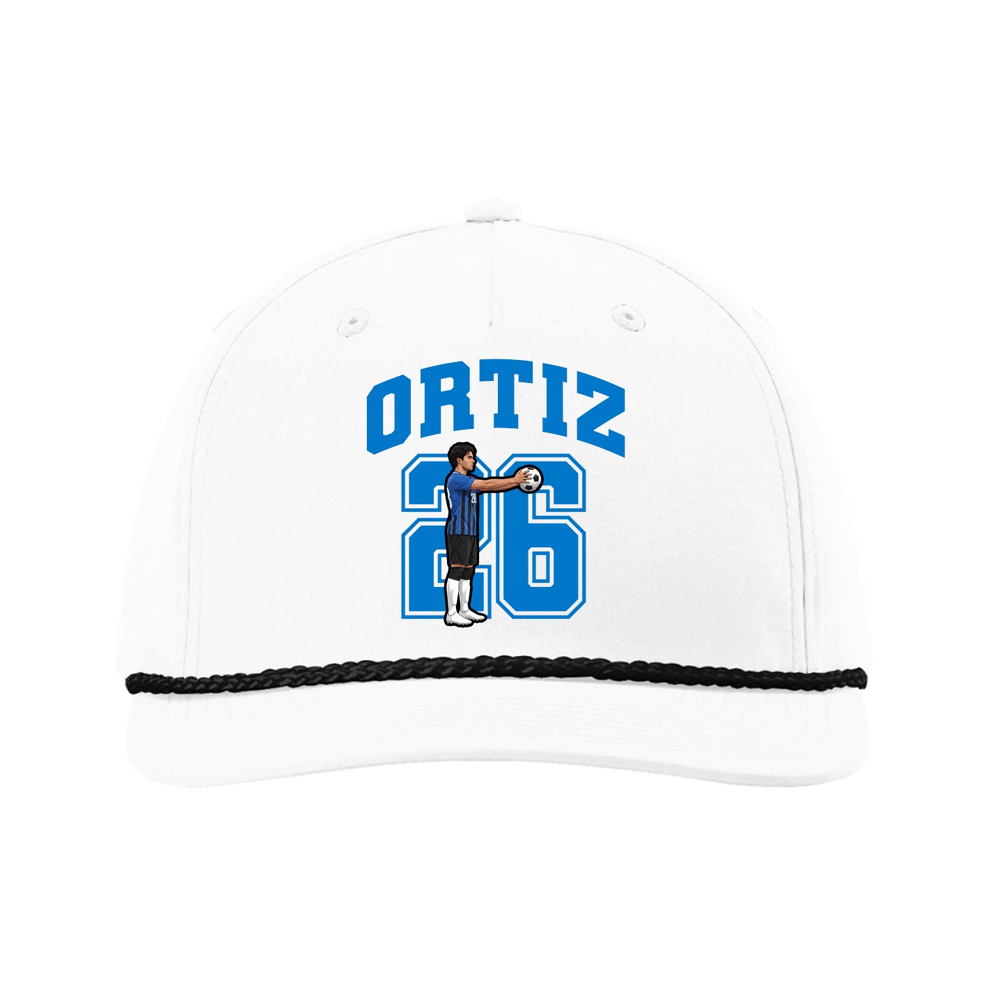 Five-Panel Classic Rope Cap — Number in White