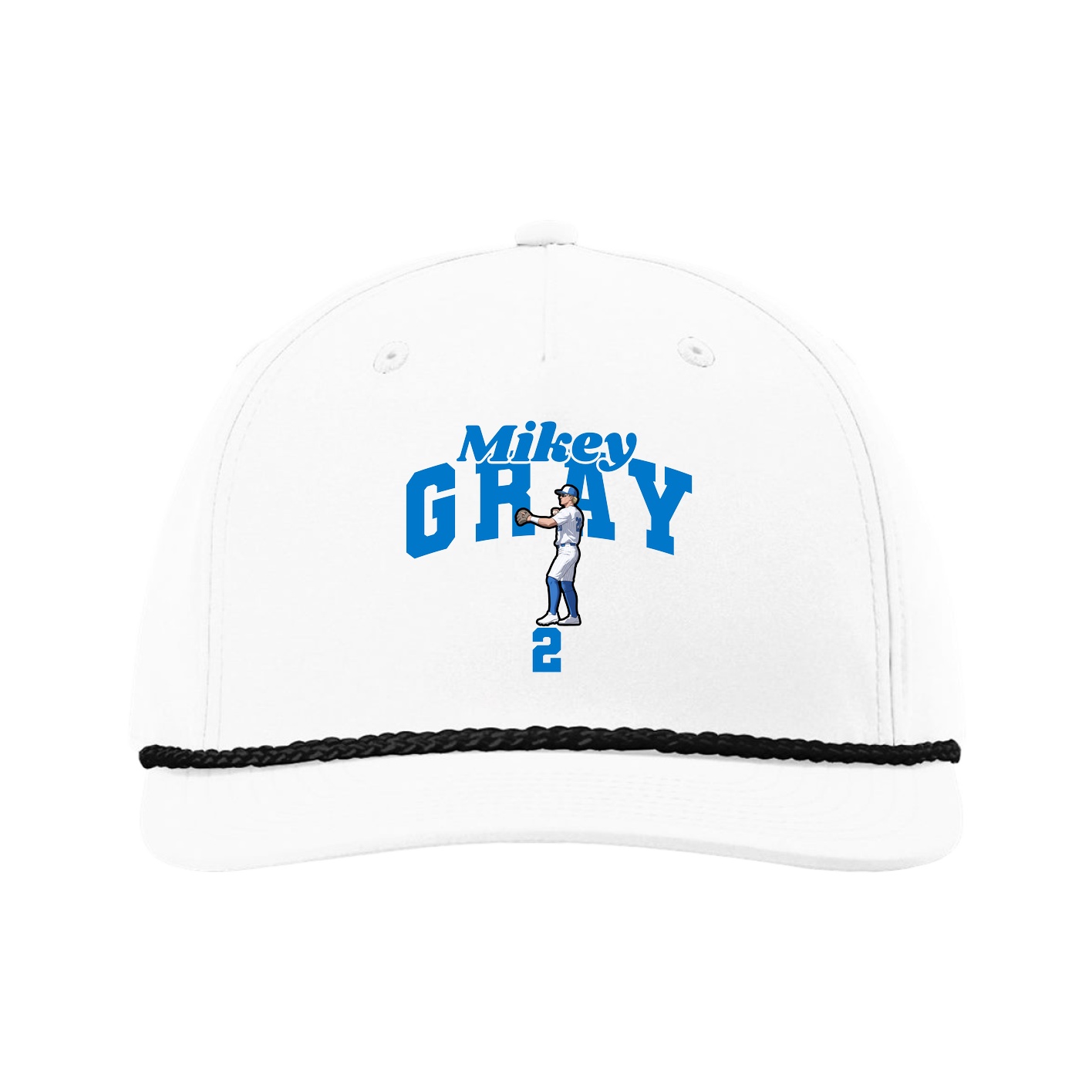 Five-Panel Classic Rope Cap — Signature Arch in White