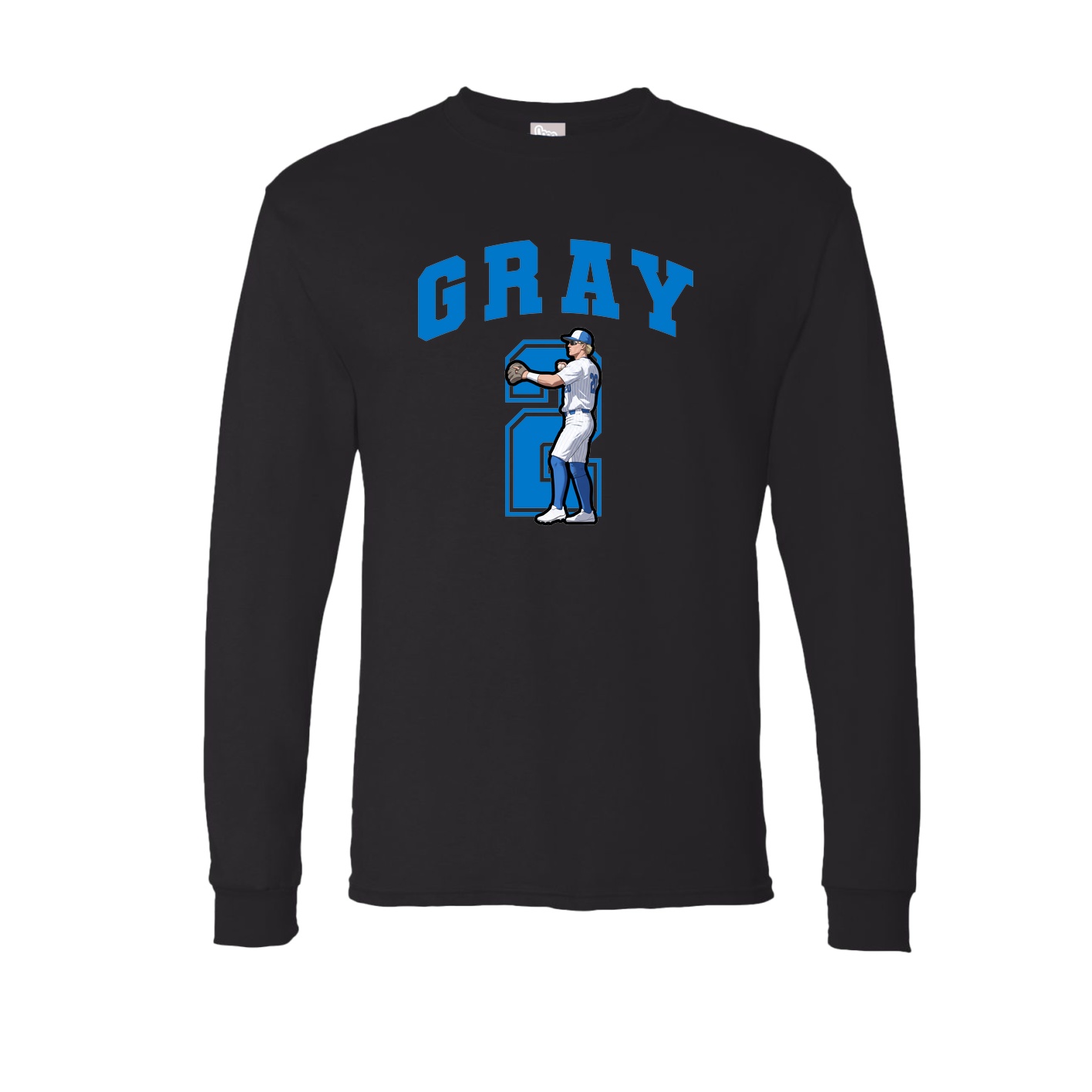 Long Sleeve Tee — Number in Black