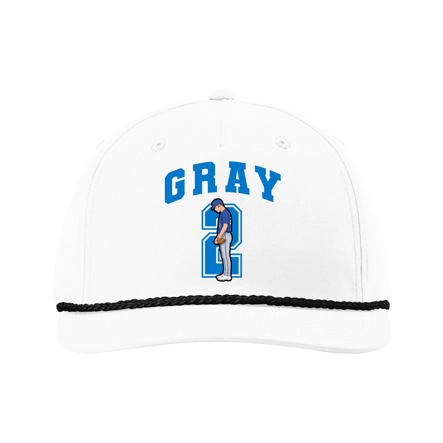 Five-Panel Classic Rope Cap — Number in White