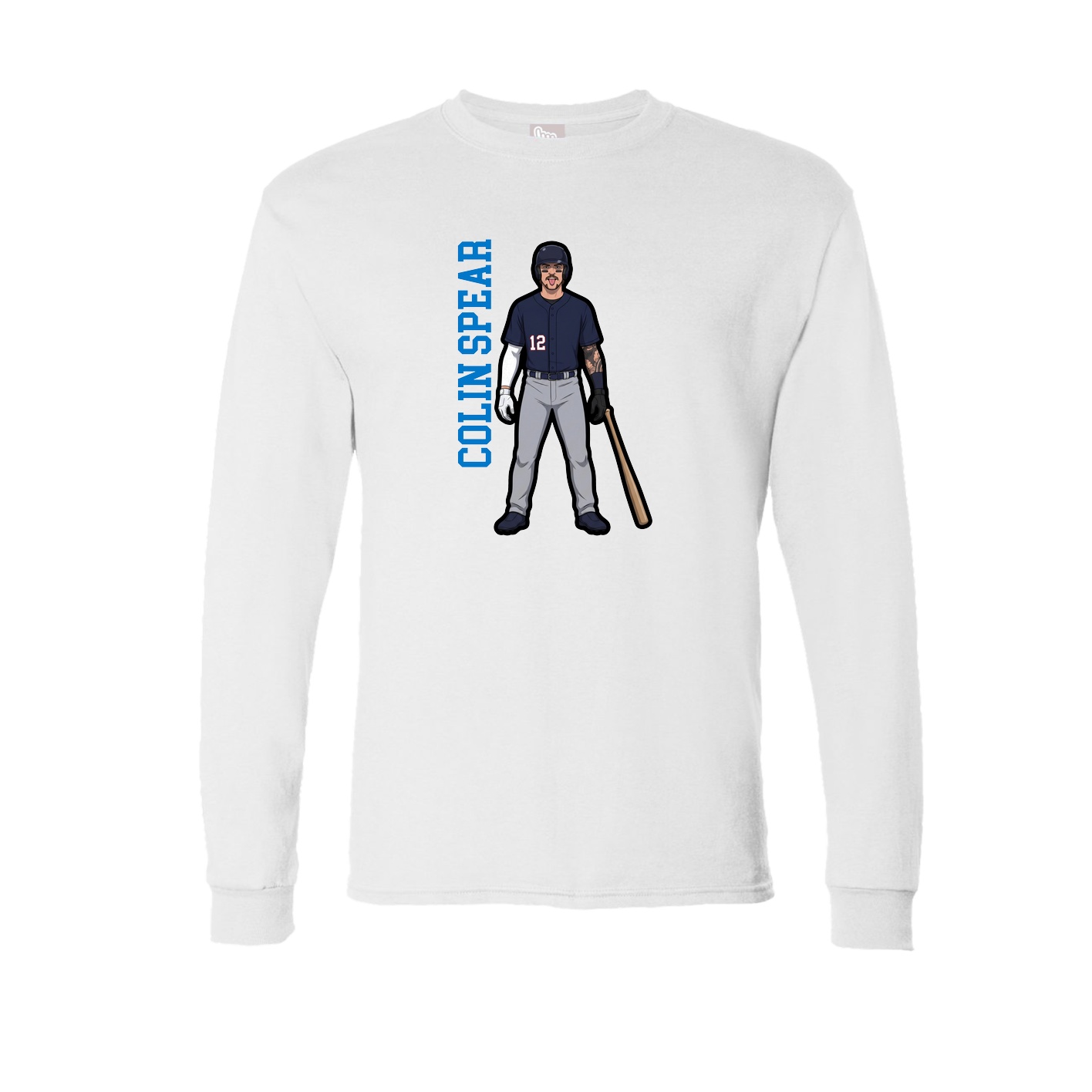 Long Sleeve Tee — Name Vertical in White