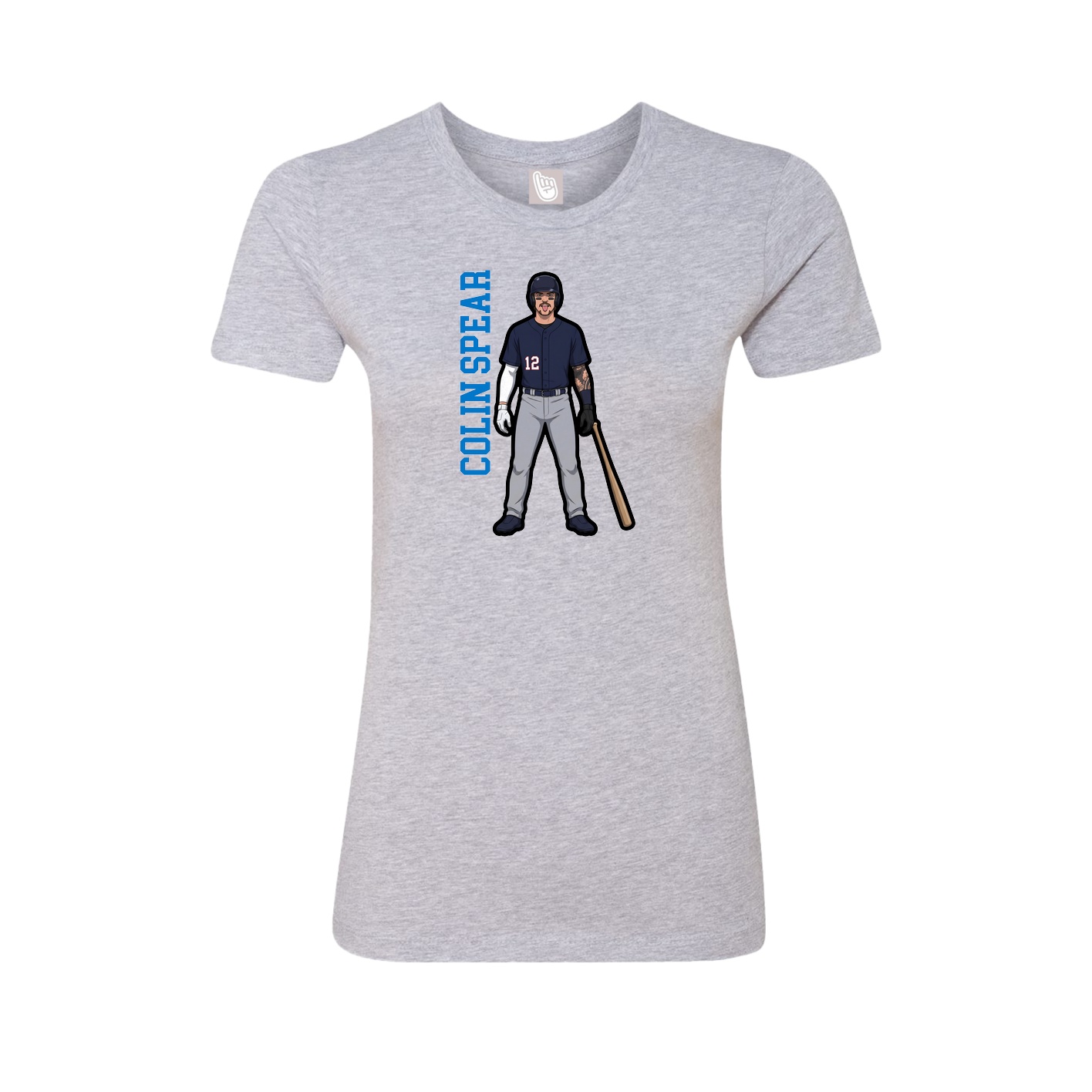 Fitted Women's Tee — Name Vertical in Grey