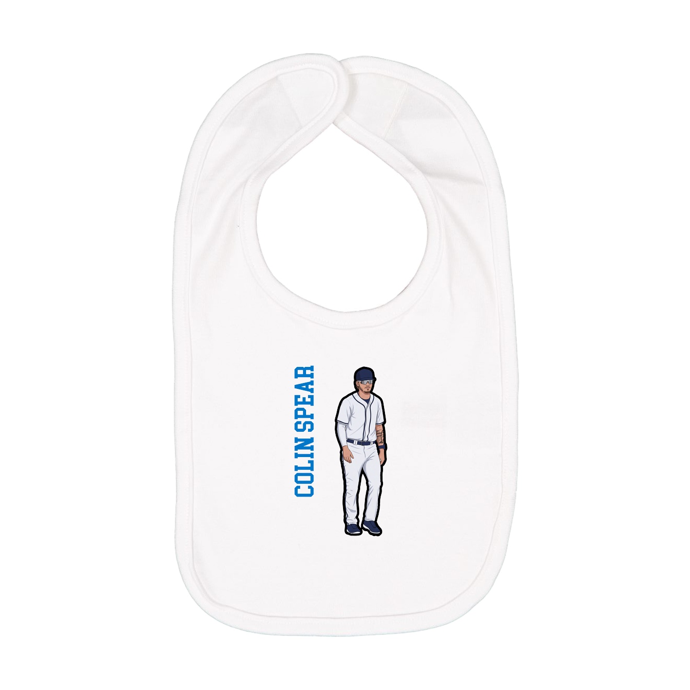 Infant Bib — Name Vertical in White
