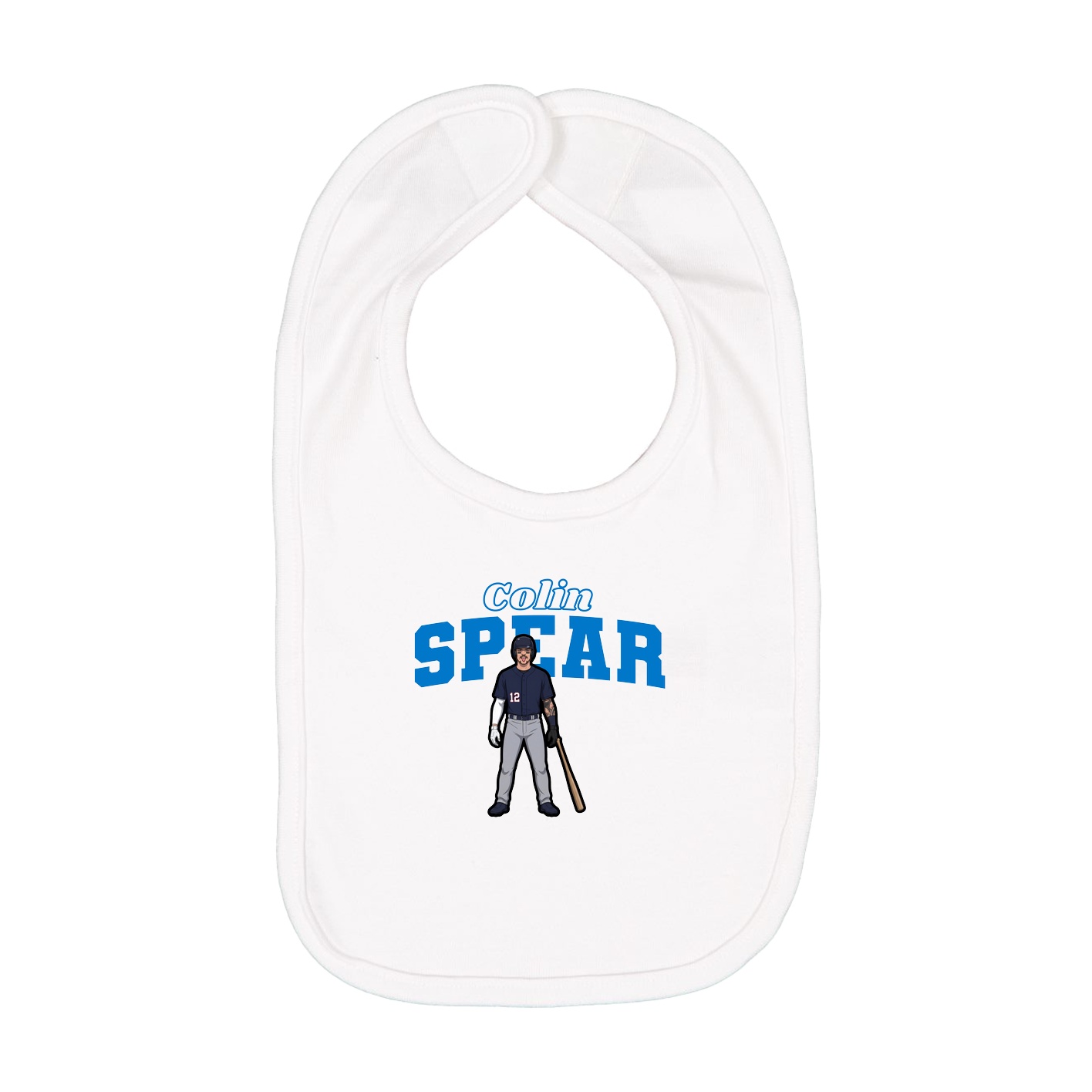 Infant Bib — Name Arch in White