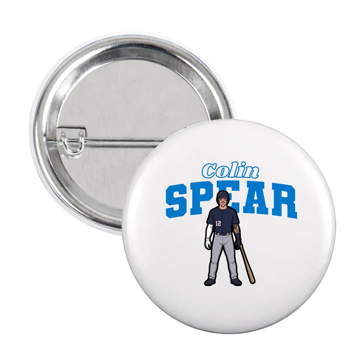 Game Day Button — Name Arch in White