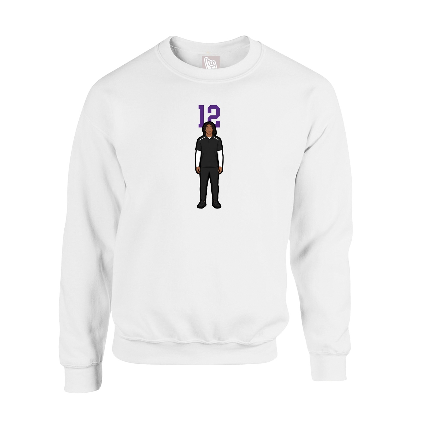 Fleece Crew — Number Top in White