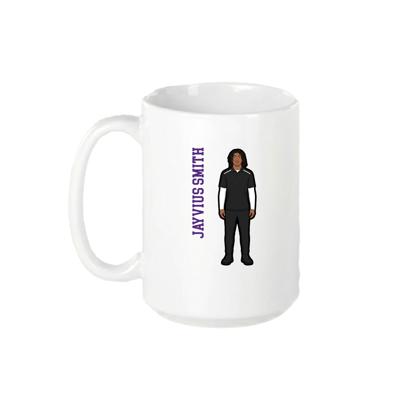 15oz Coffee Mug — Name Vertical in White