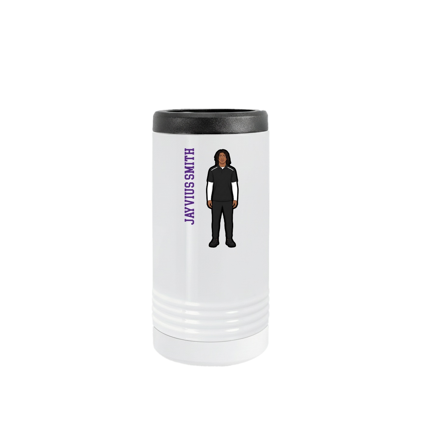 Slim Beverage Holder — Name Vertical in White