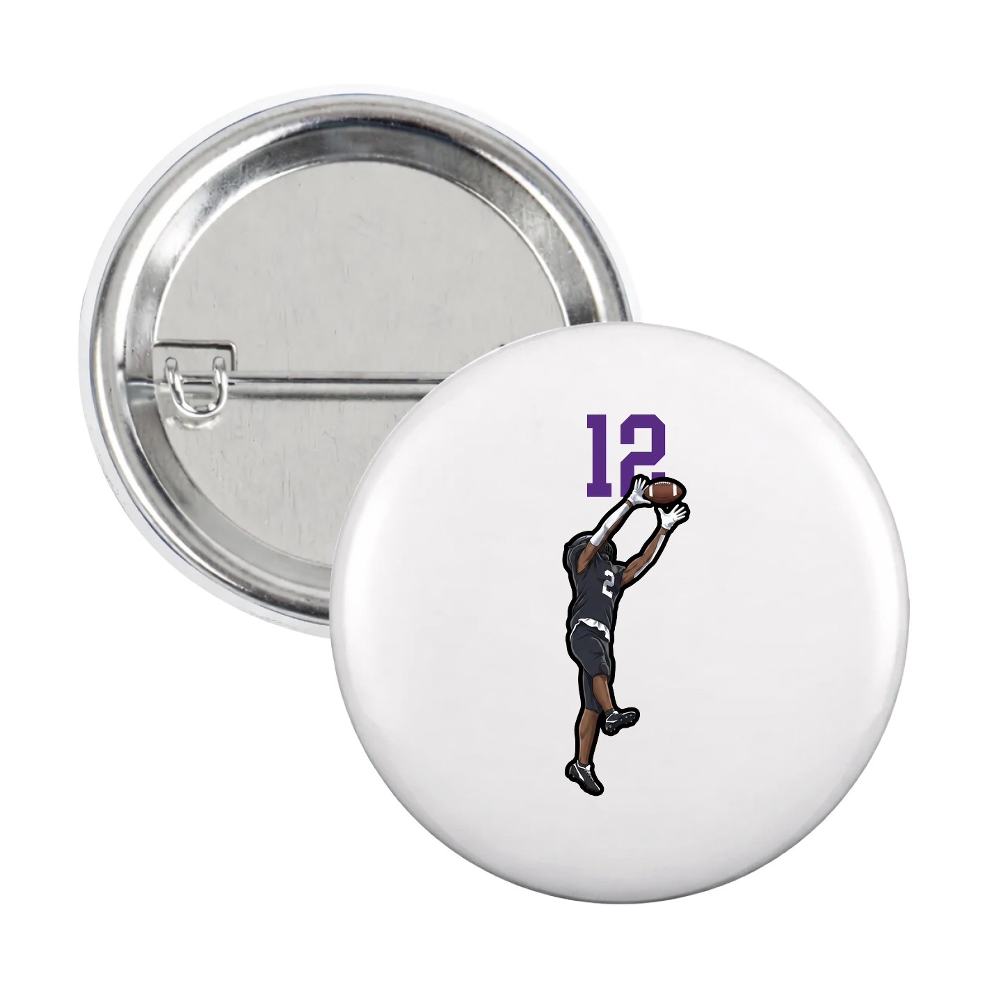 Game Day Button — Number Top in White