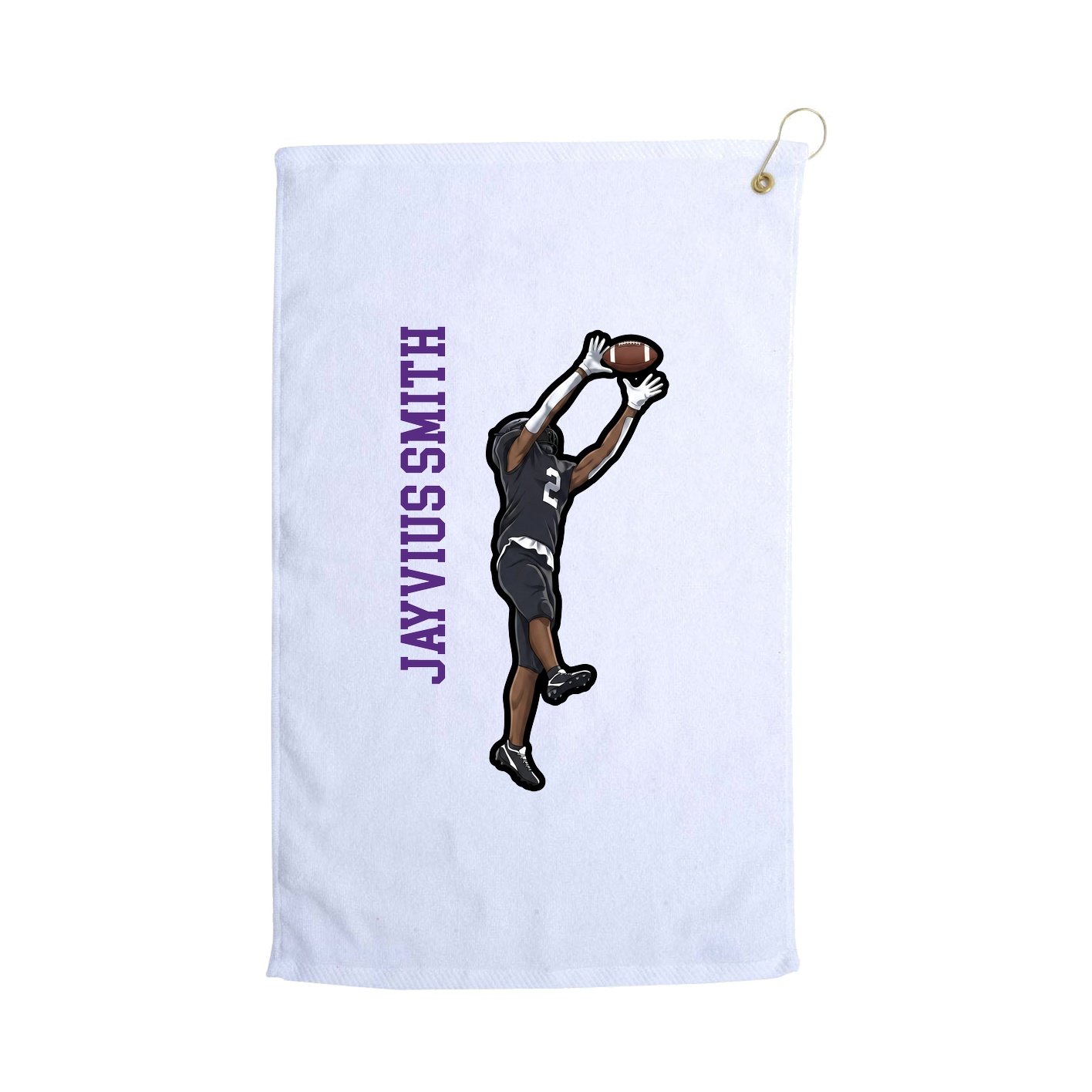 Golf Towel — Name Vertical in White