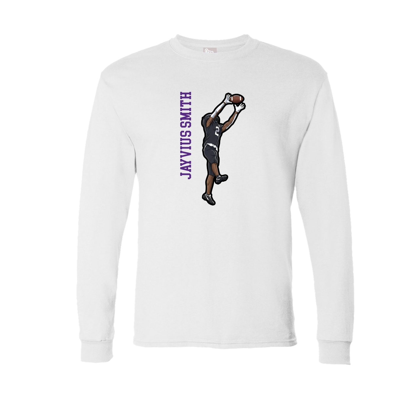 Long Sleeve Tee — Name Vertical in White
