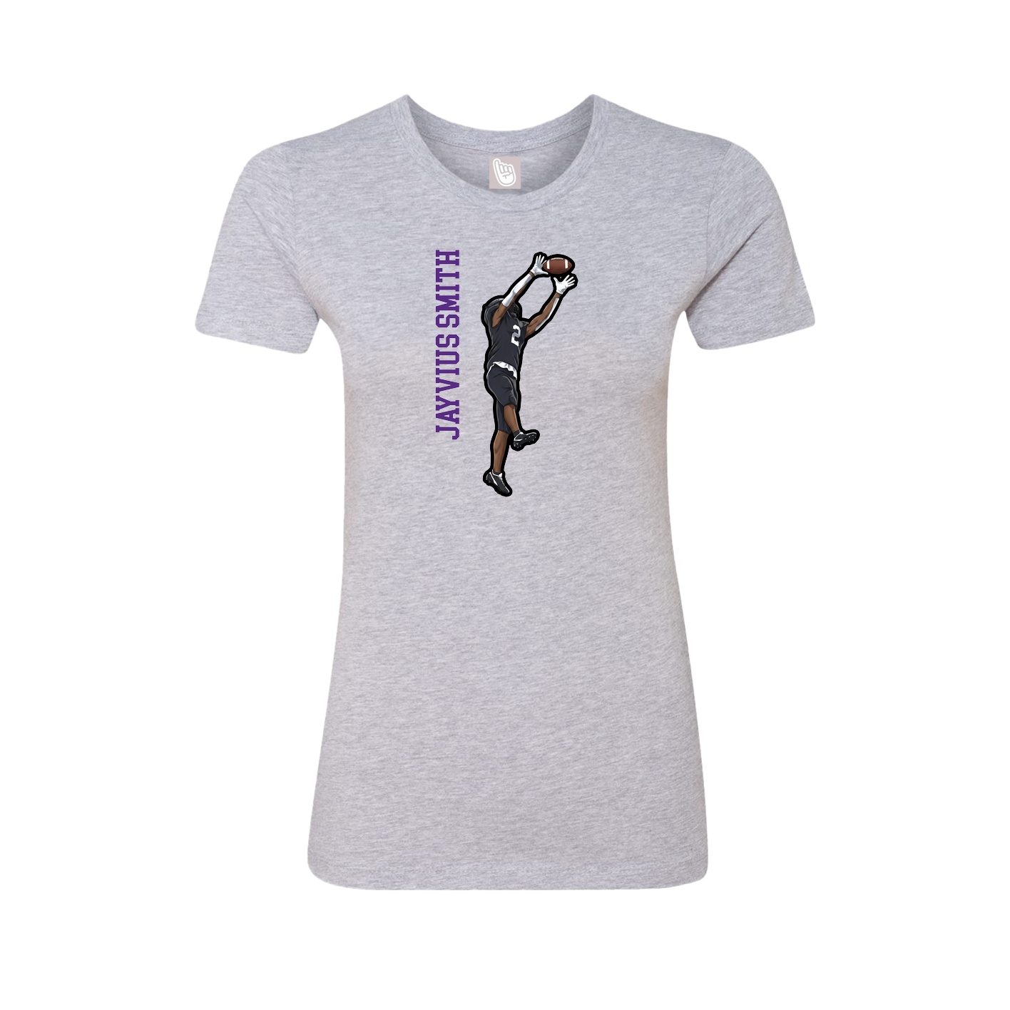 Womens Tee — Name Vertical in Grey