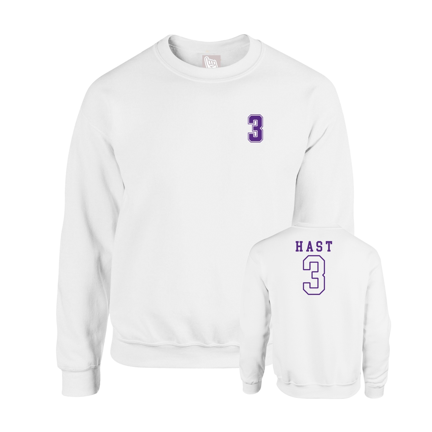 Fleece Crew — Chest Back in White