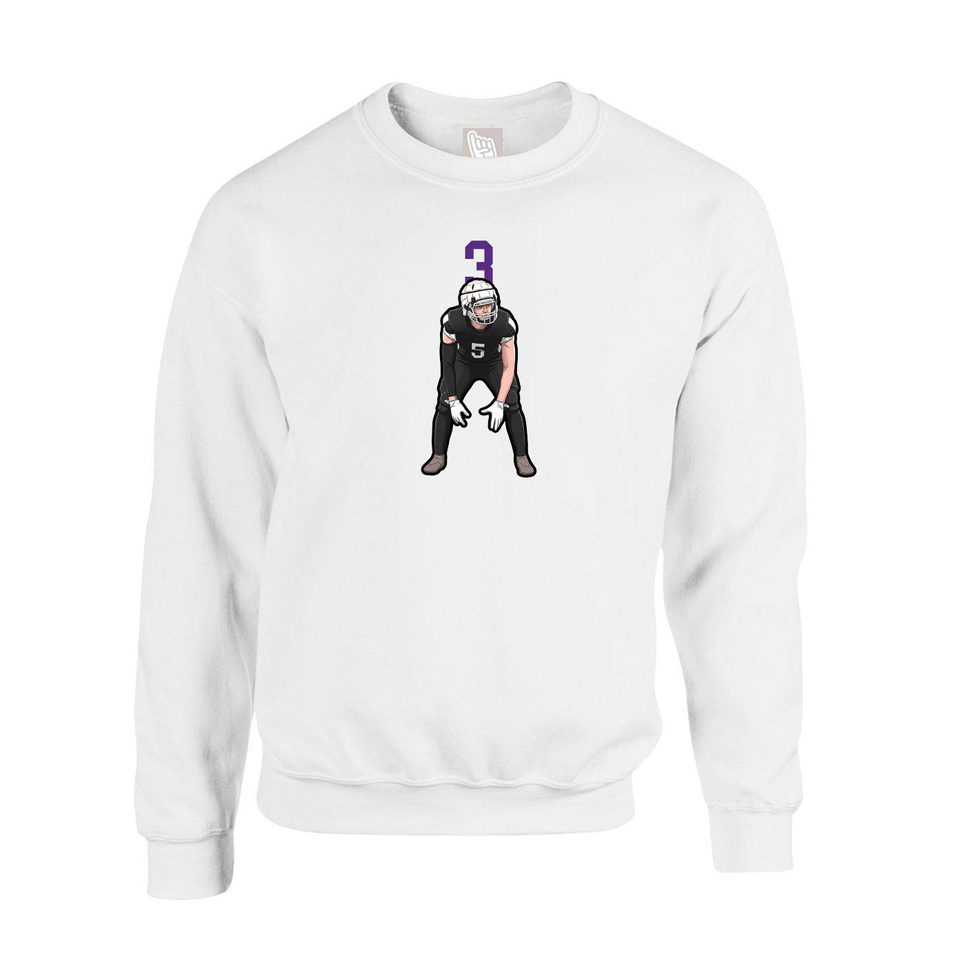 Fleece Crew — Number Top in White