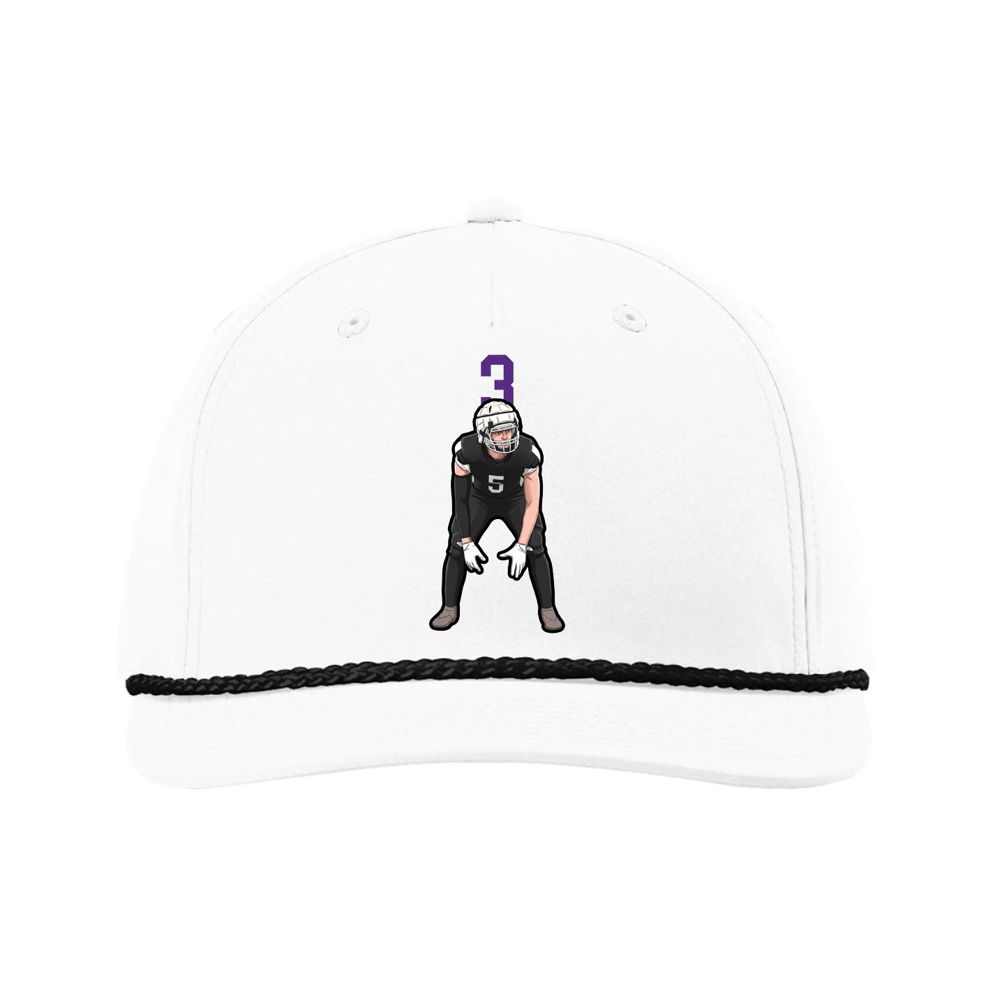 Five-Panel Classic Rope Cap — Number Top in White