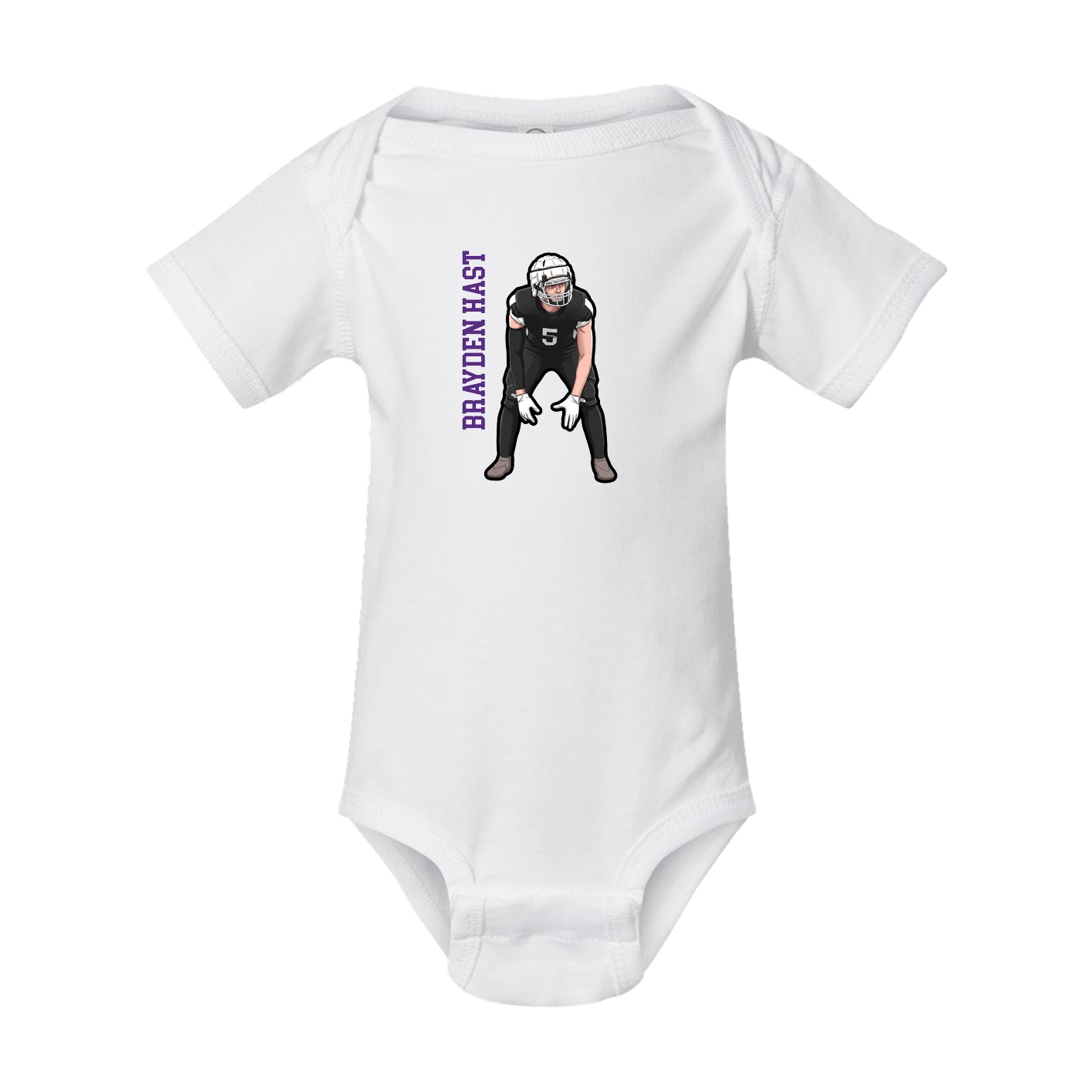 Baby Onesie — Name Vertical in White