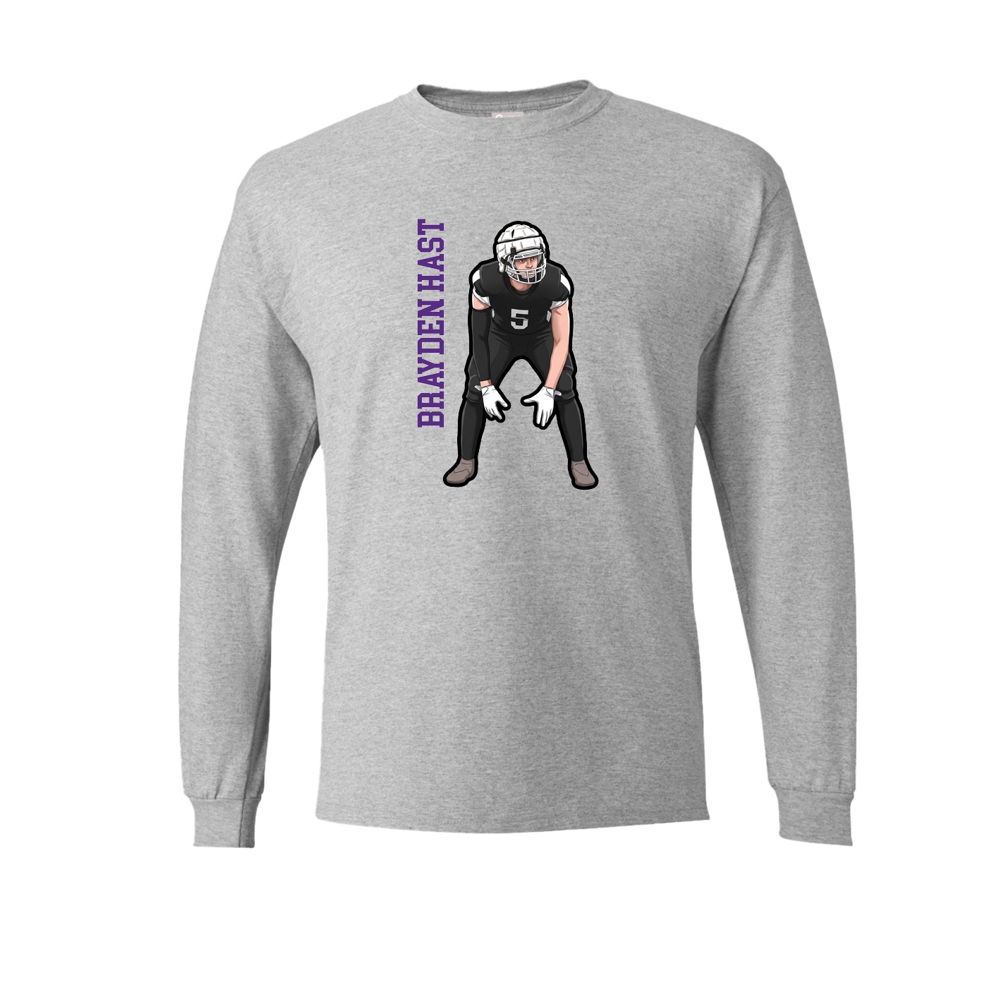 Long Sleeve Tee — Name Vertical in Grey