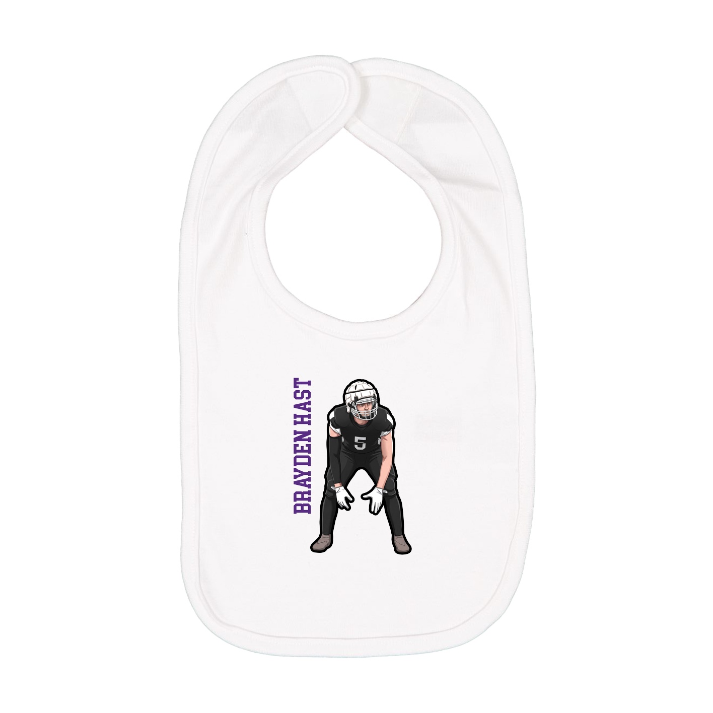 Infant Bib — Name Vertical in White