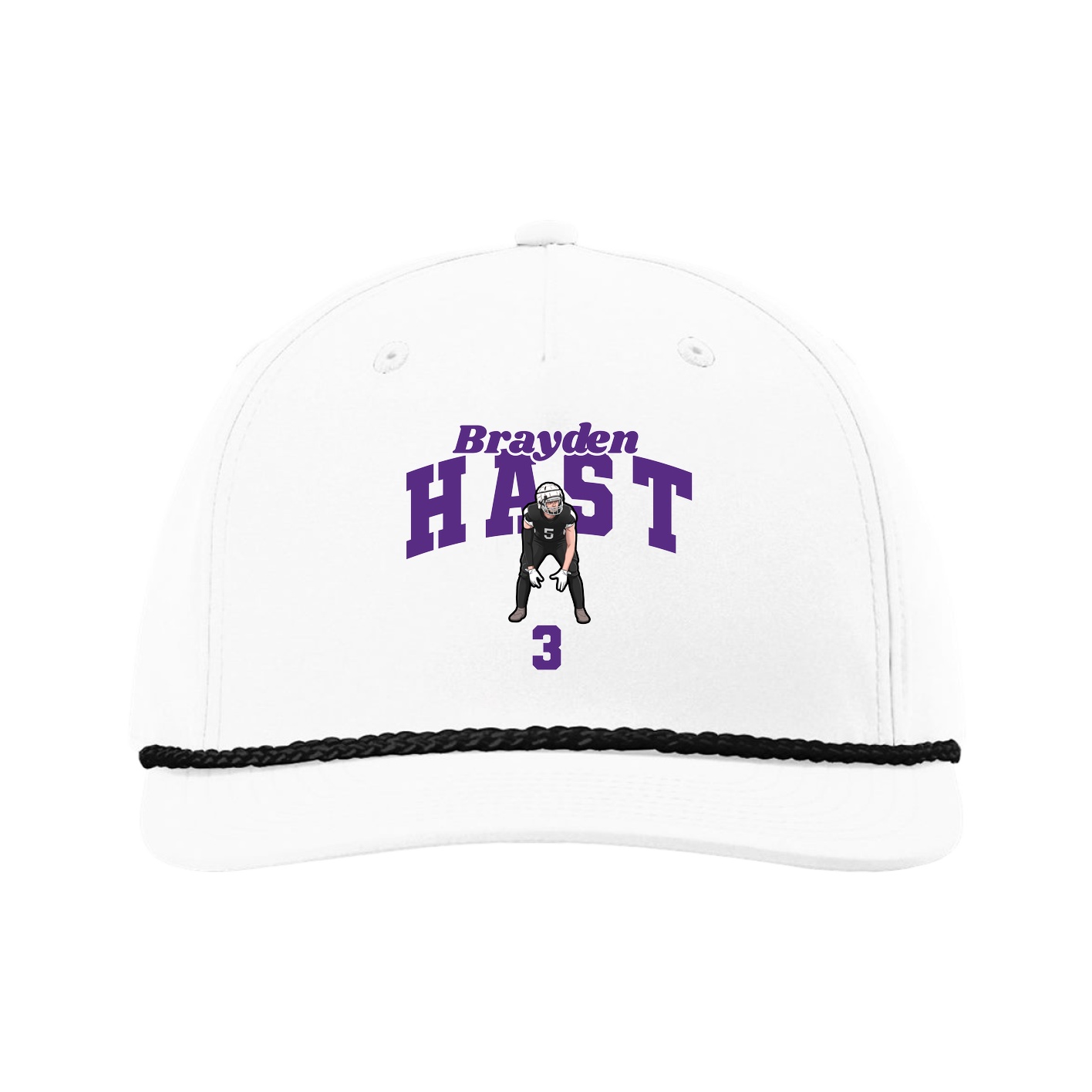 Five-Panel Classic Rope Cap — Signature Arch in White